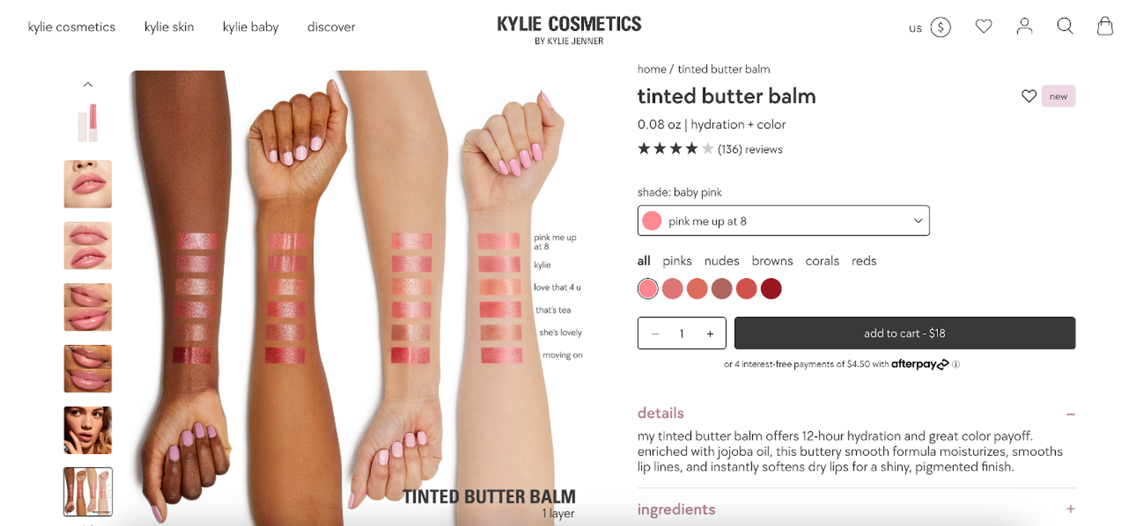 Kylie Cosmetics product page example