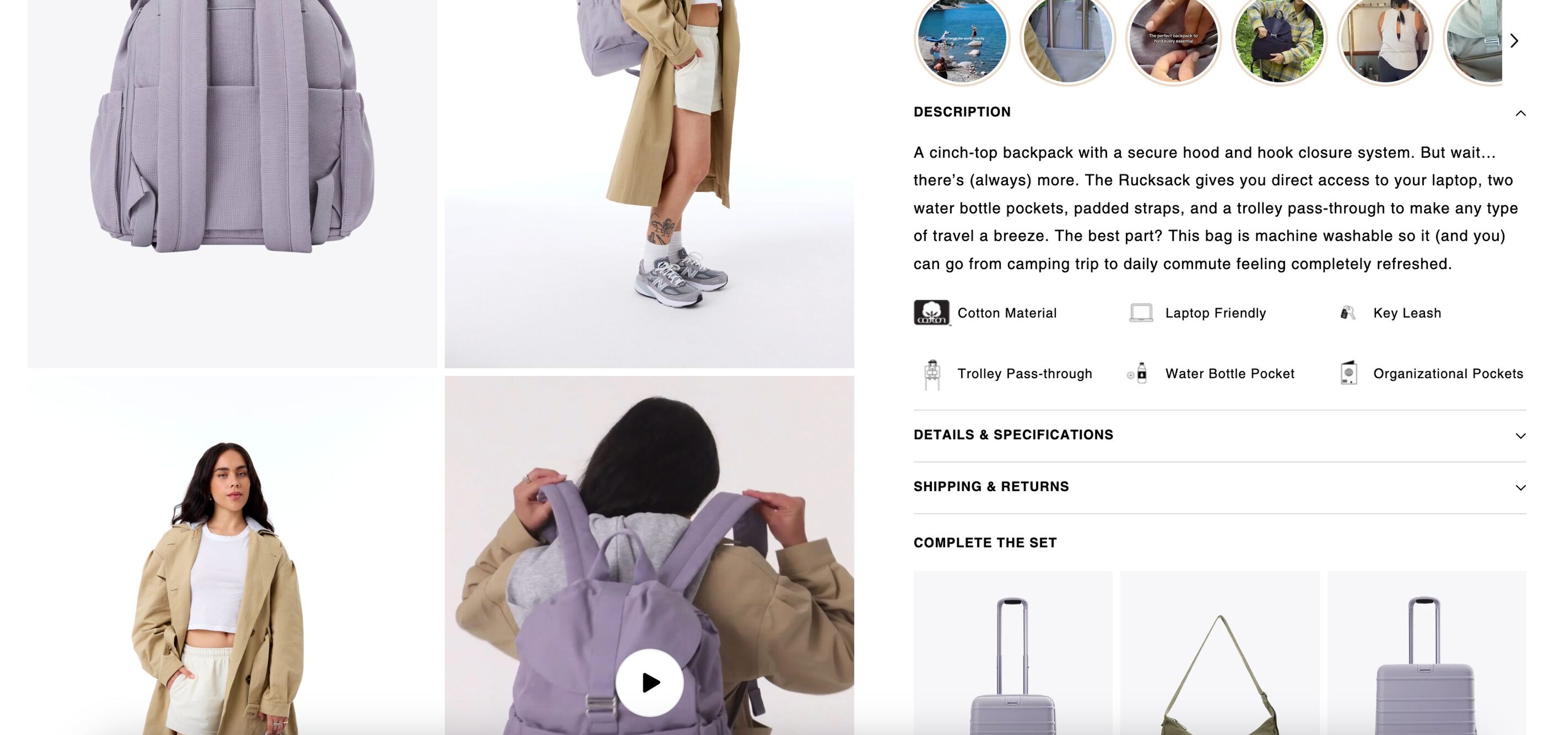 Béis Travel product page images