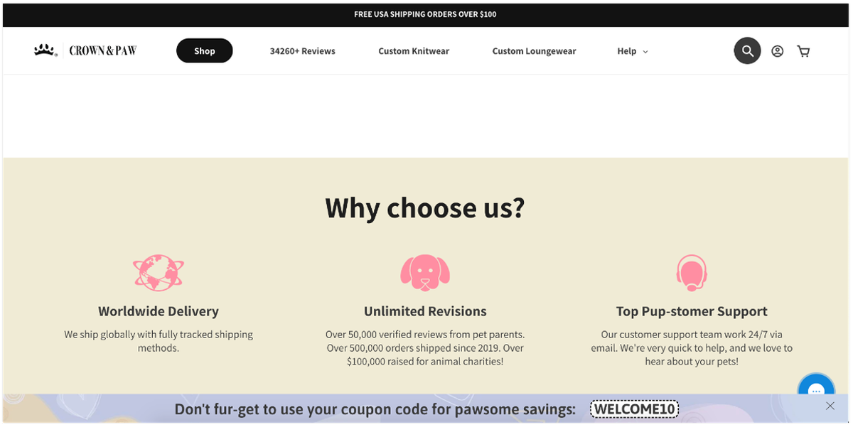 Crown &amp; Paw discount reminder