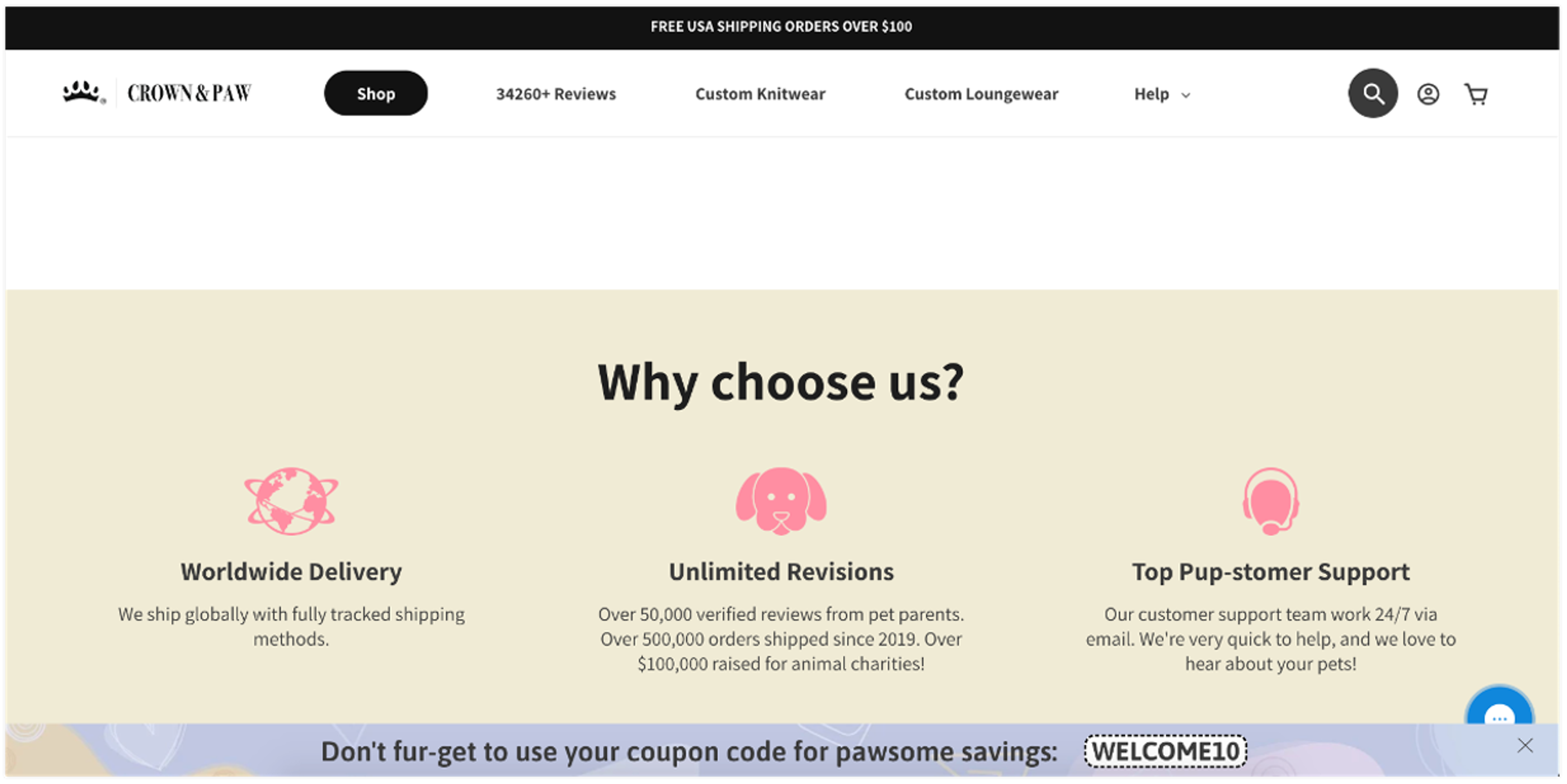 Crown & Paw discount reminder