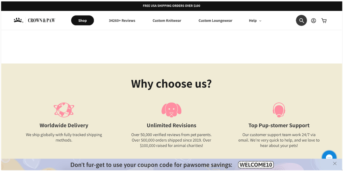 Crown & Paw discount reminder