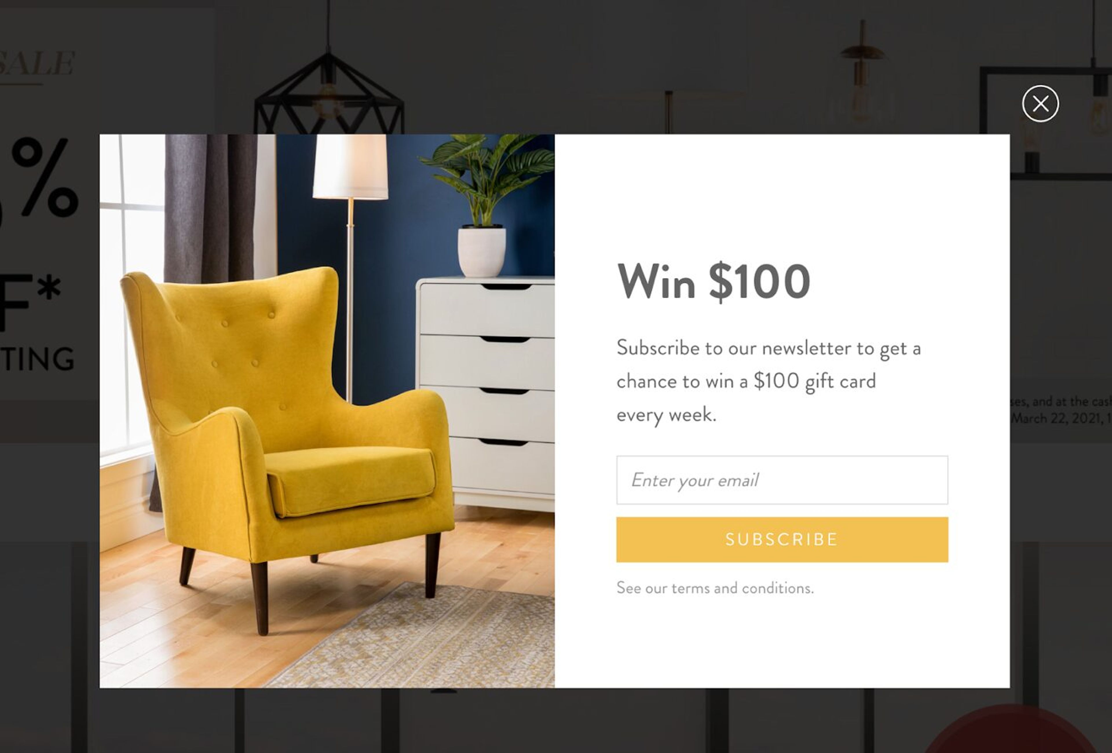 Structube simple, yet effective popup