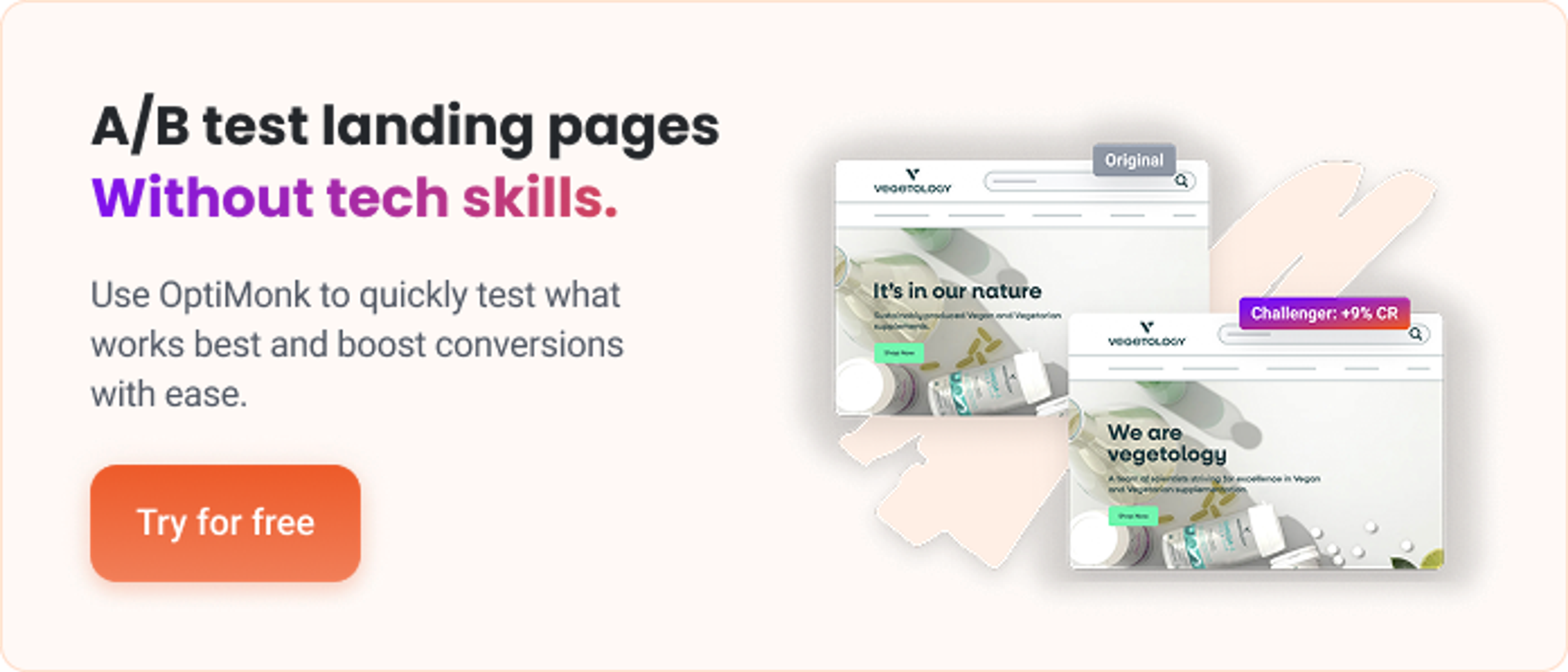 a/b test landing page banner