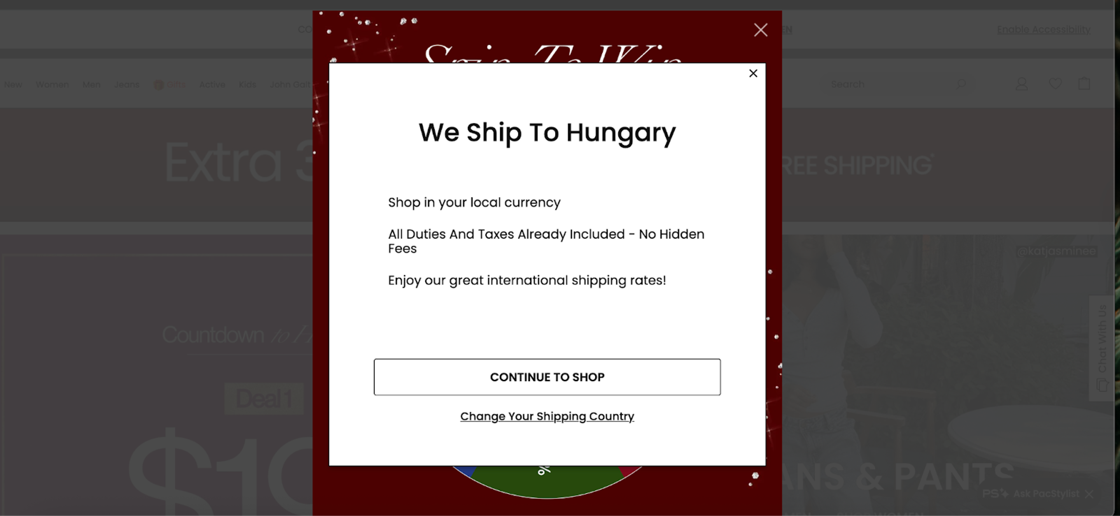 Shipping information from Pacsun