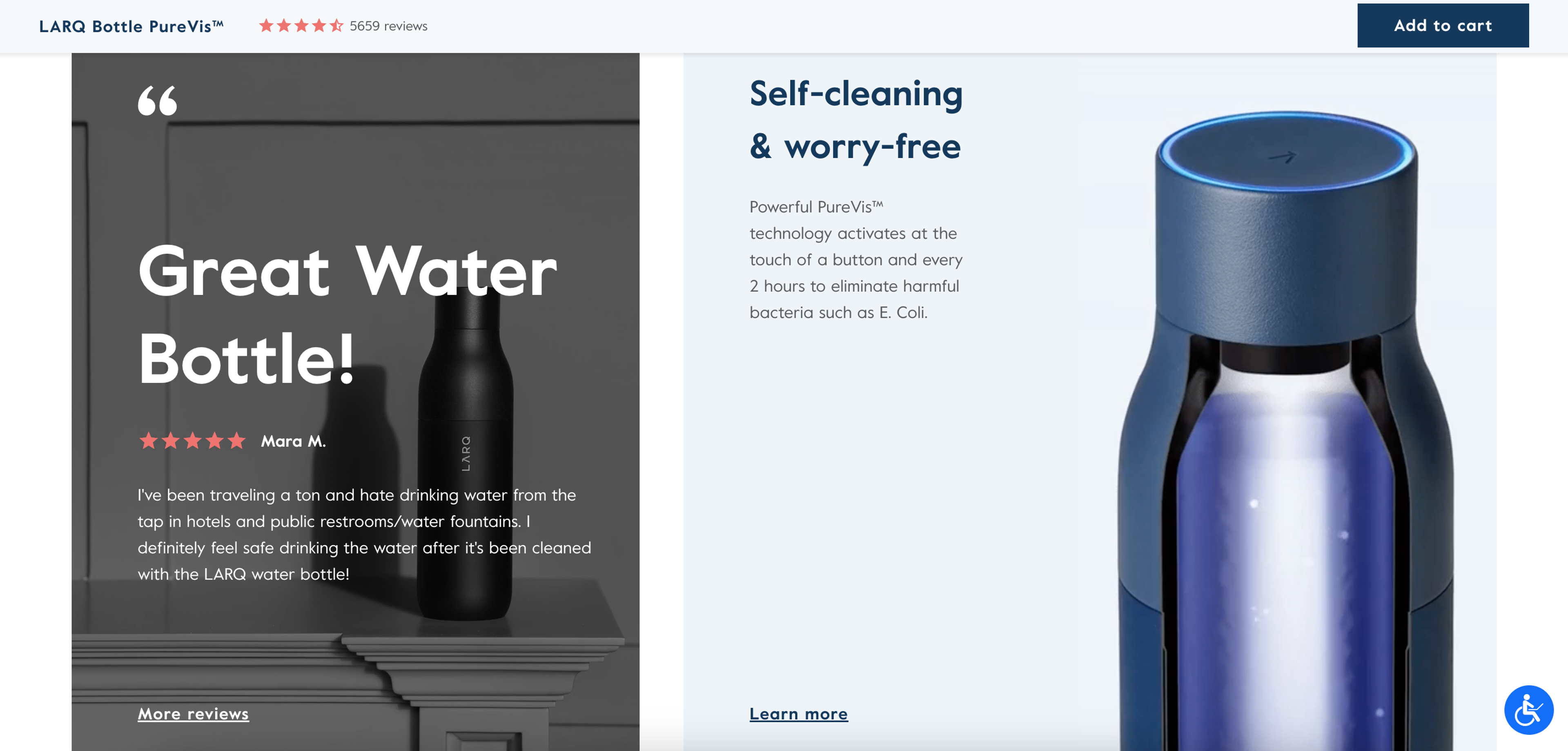 High-converting landing example from LARQ