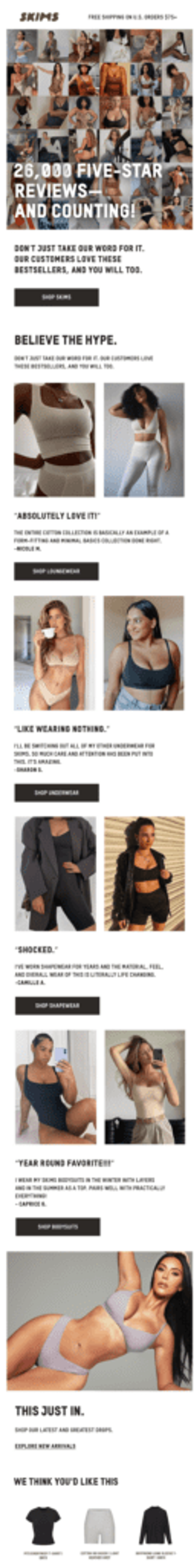 Skims email marketing campaign