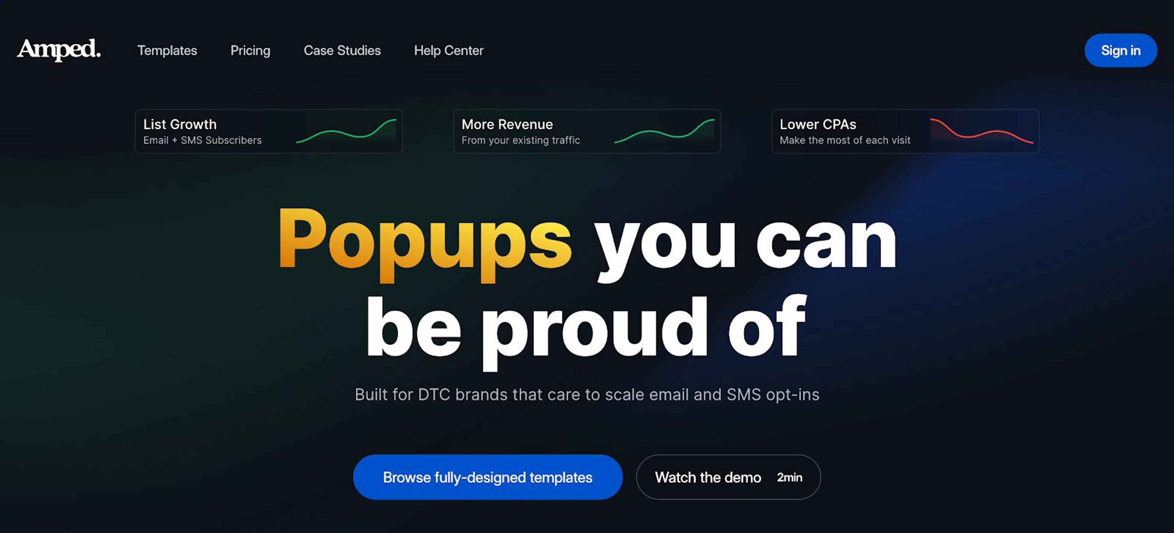 No-code popup builder with high-converting templates, recently acquired by MailChimp.
