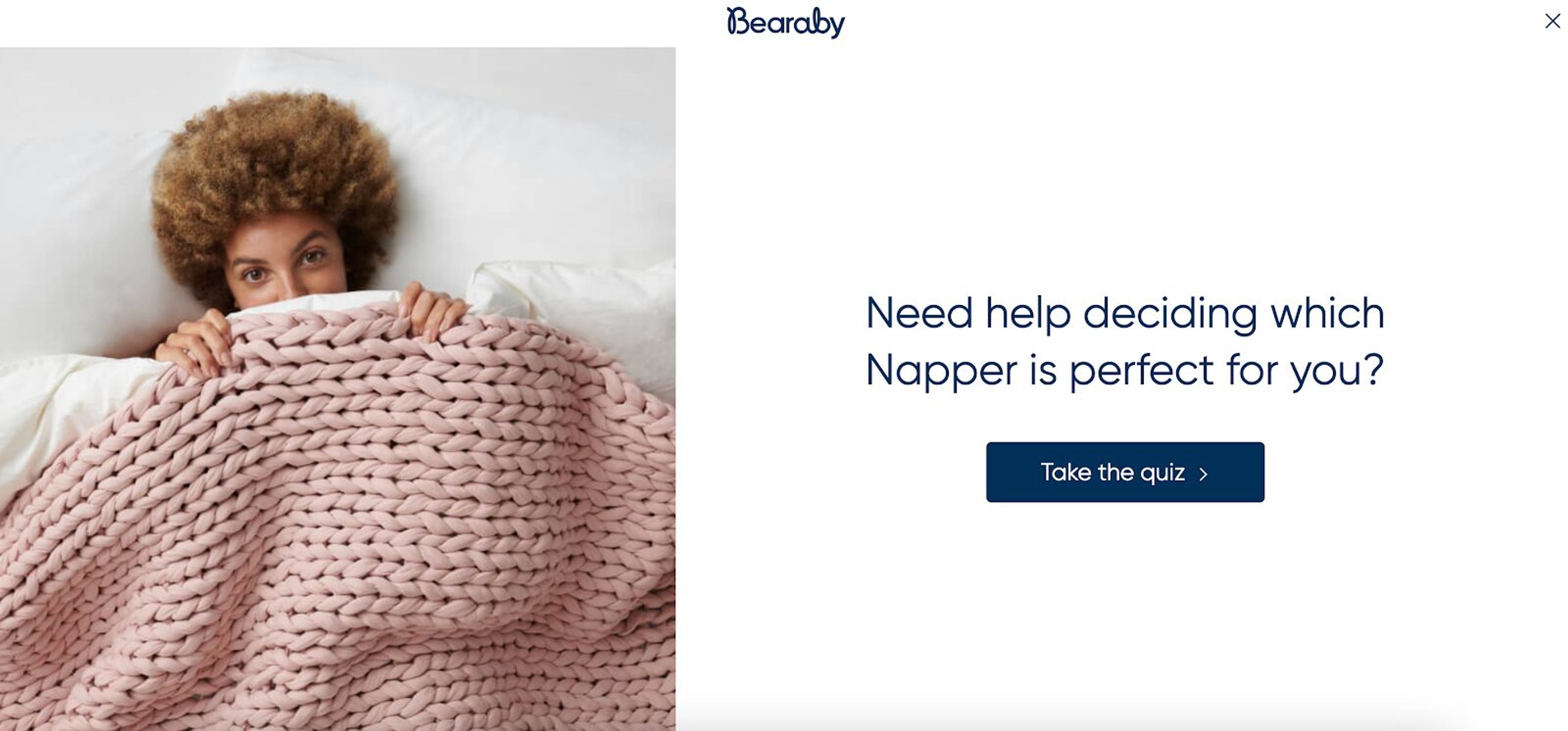 Bearaby's shoppable quiz is another great example on how to boost conversions.