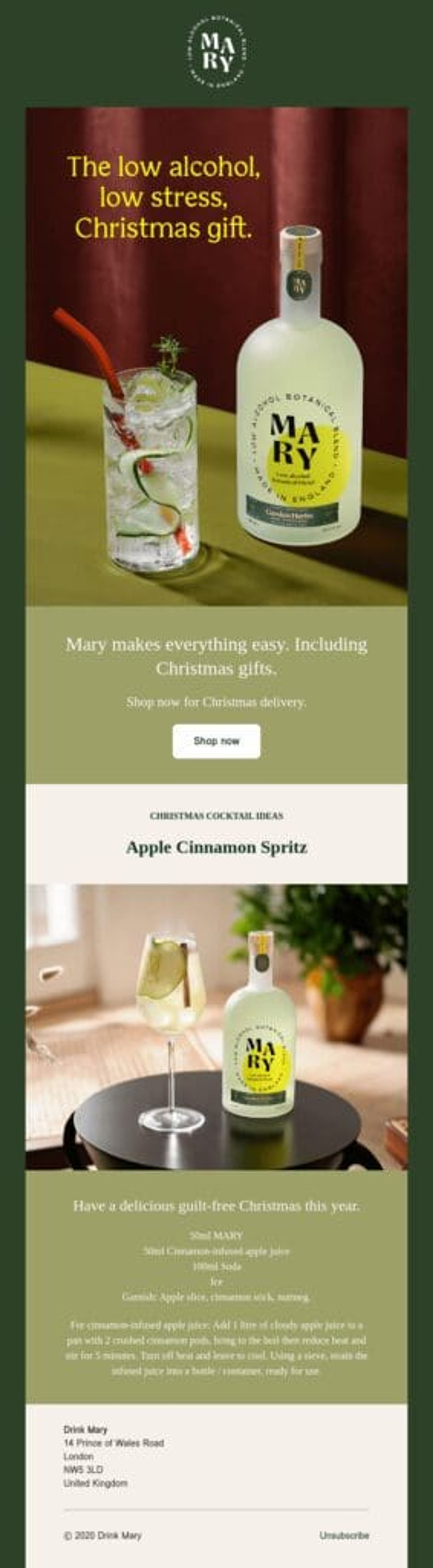 Mary holiday email marketing campaign