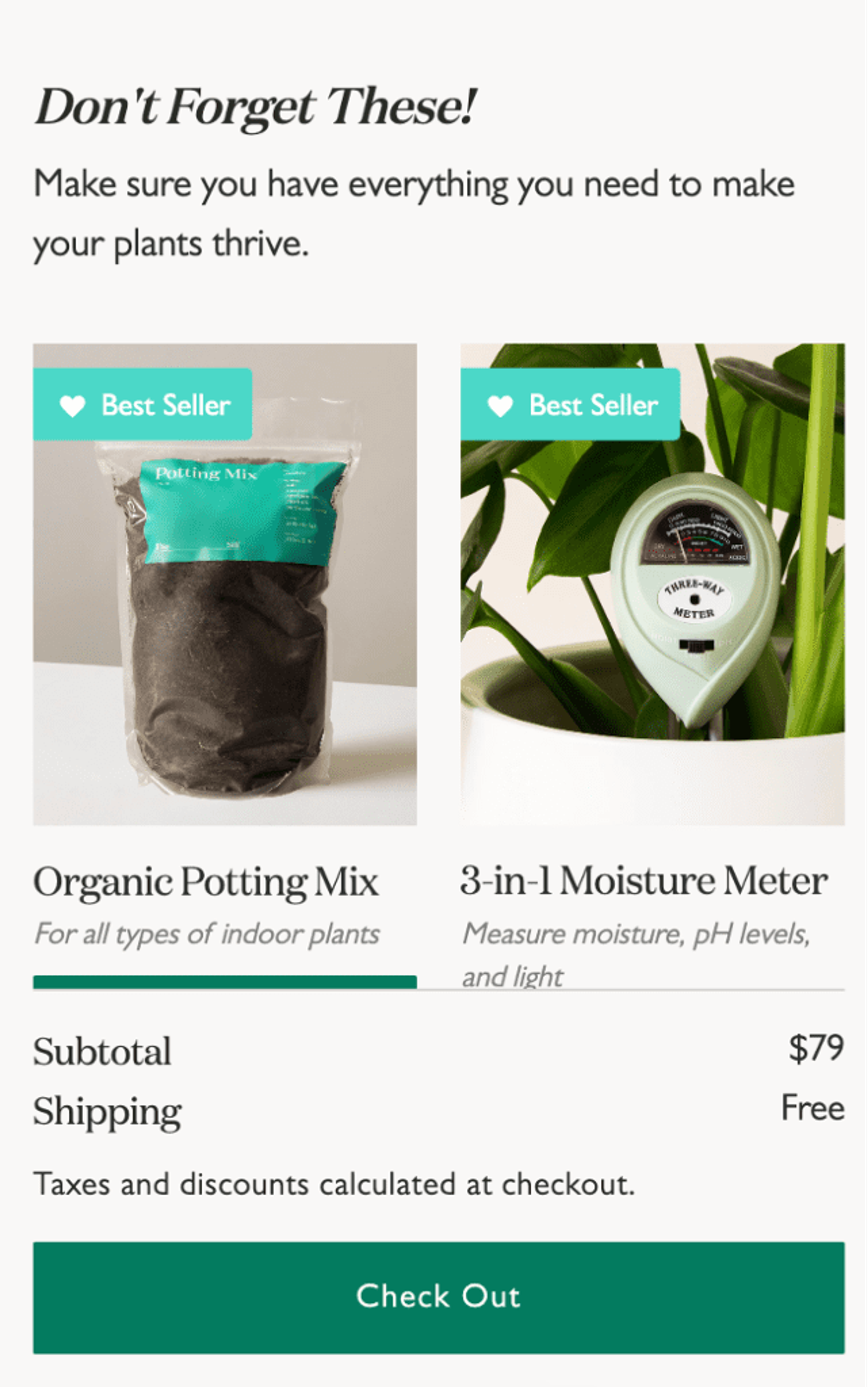 The Sill upselling in the cart