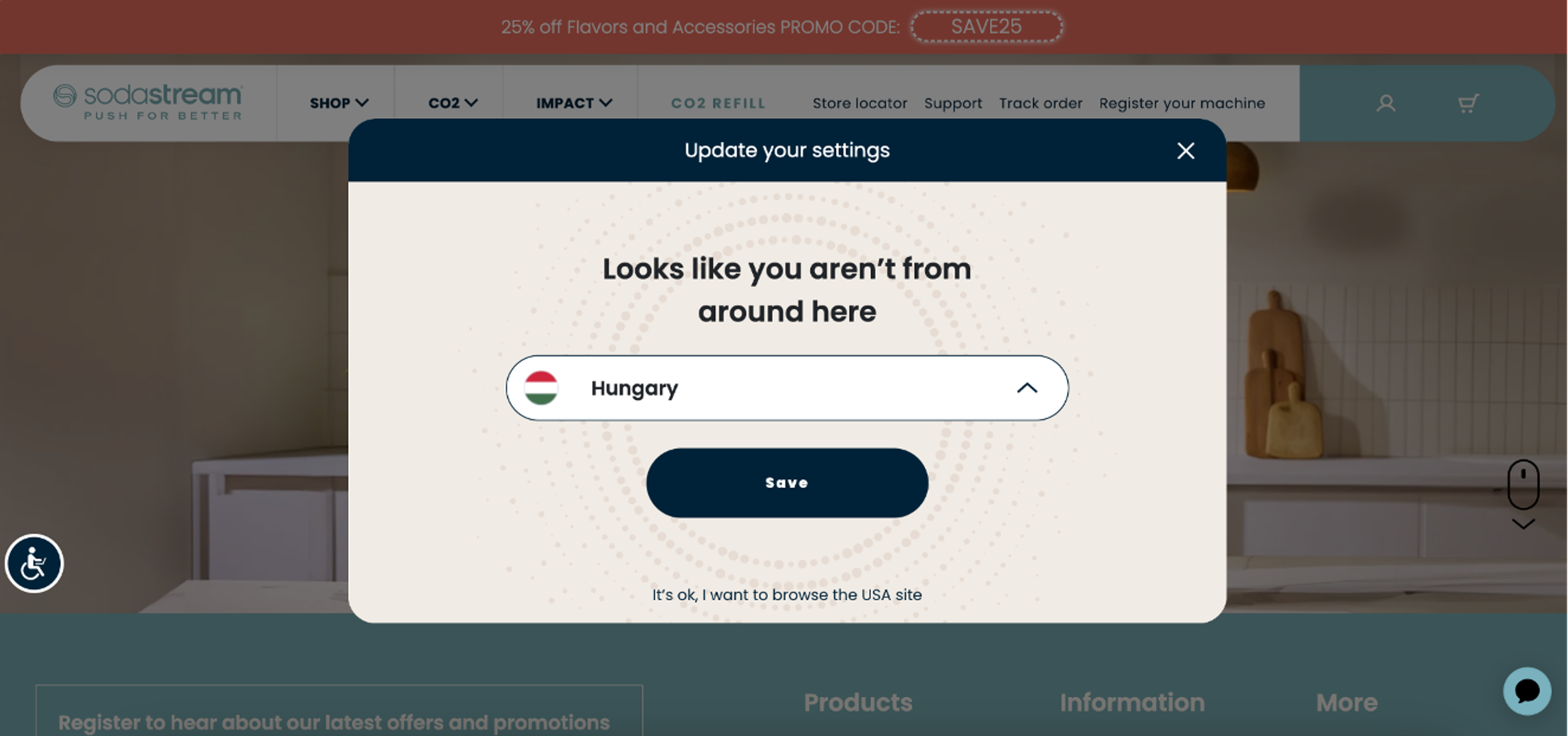 SodaStream geolocation popup