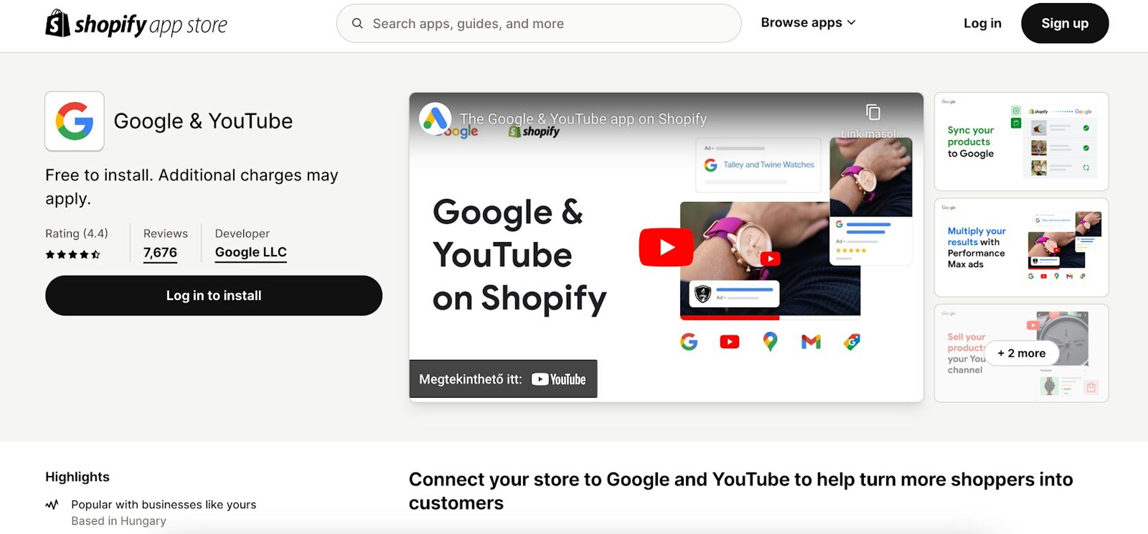 Install the Google and Youtube app, which helps with the integration between Shopify and Google Merchant Center.