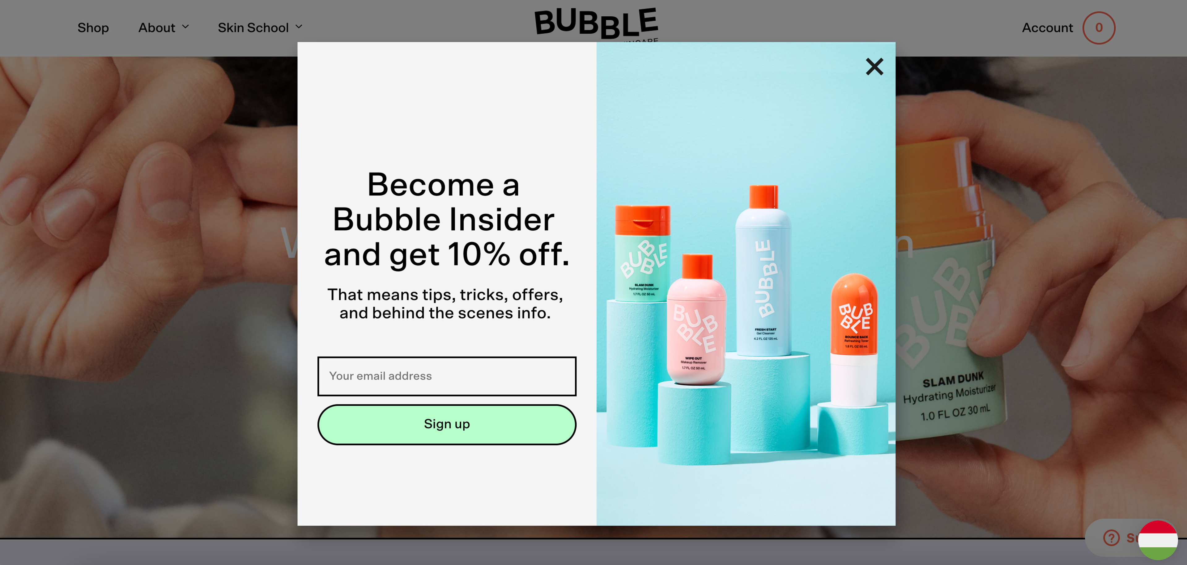 Bubble Skincare popup