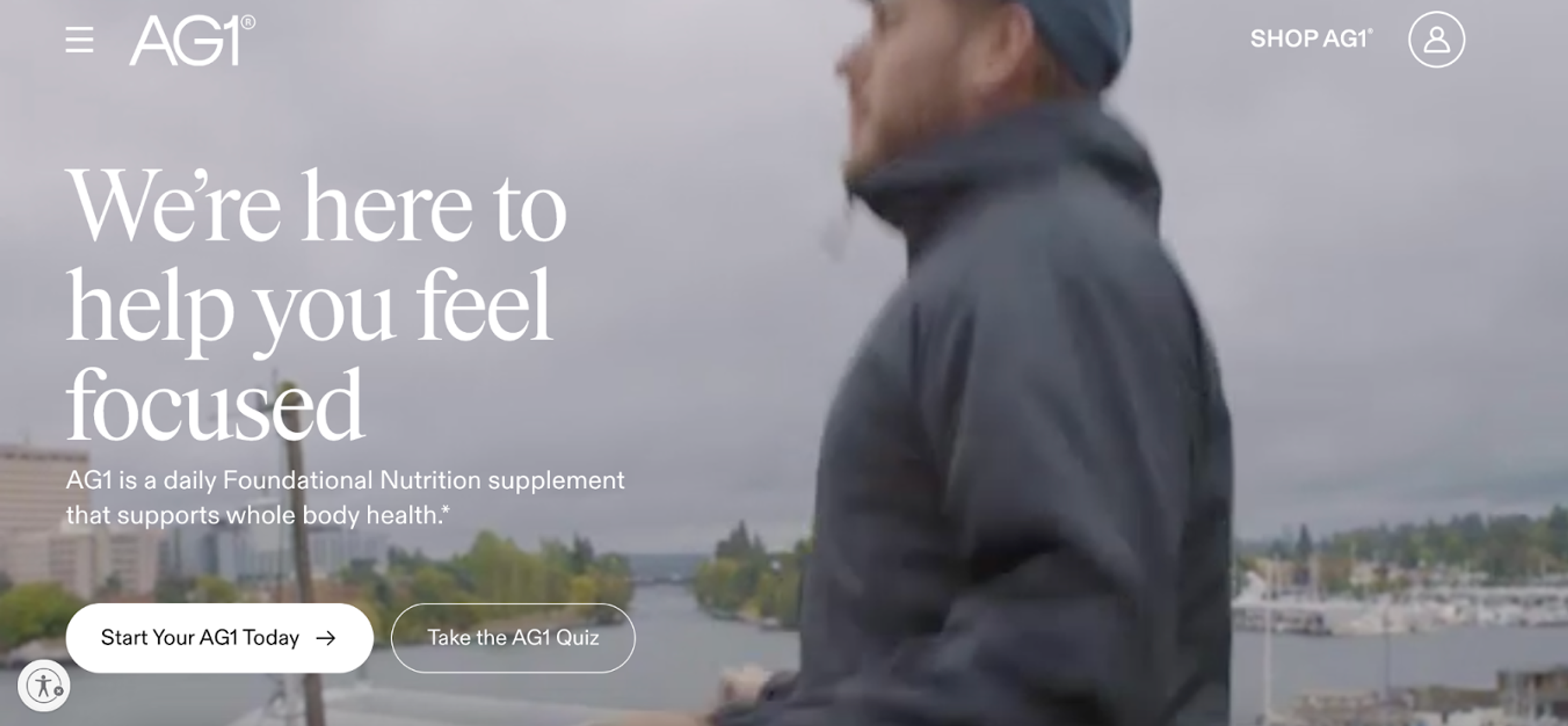 AG1 homepage with two calls-to-action