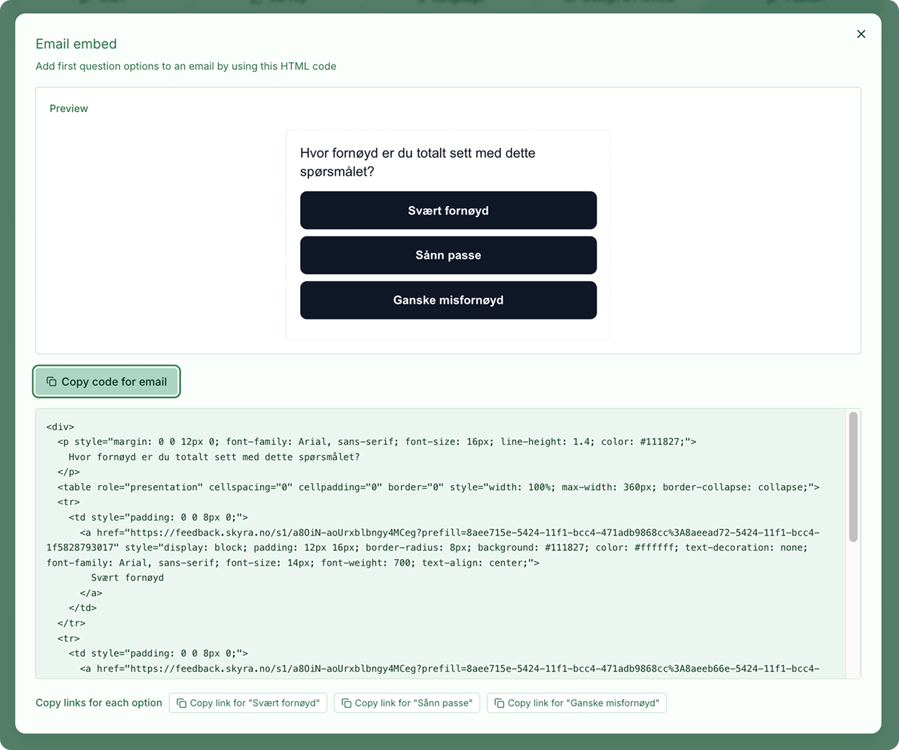 Illustrasjon: Opprett en Link Survey