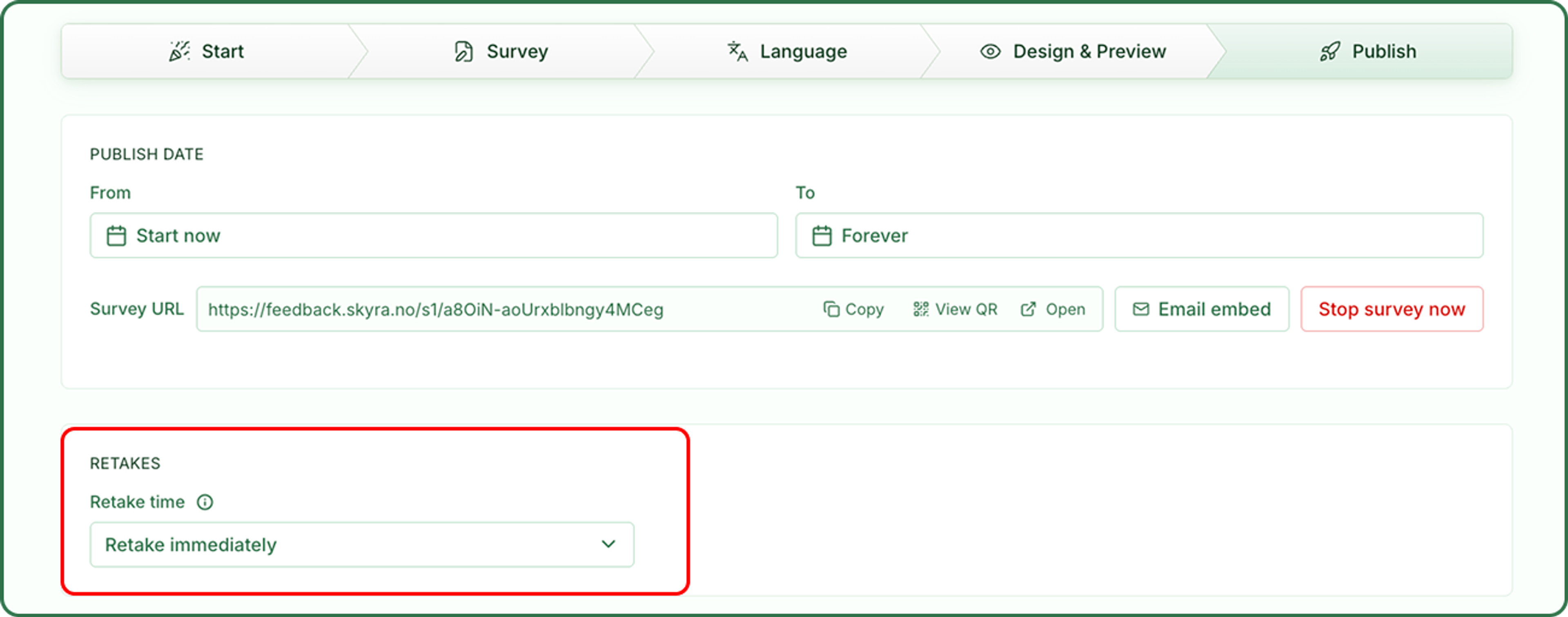 Illustrasjon: Opprett en Link Survey