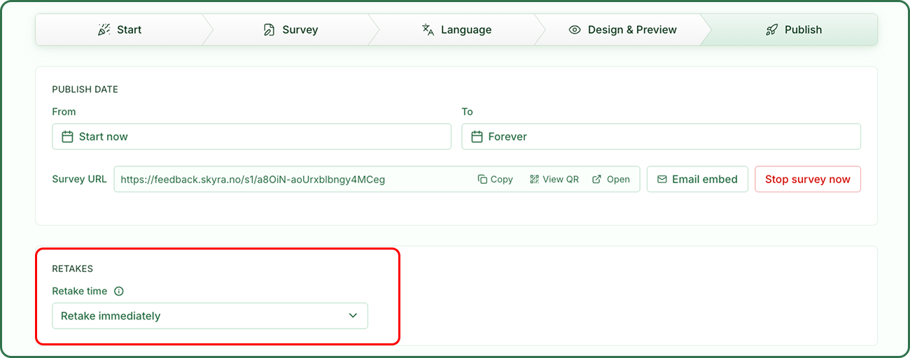 Illustrasjon: Opprett en Link Survey