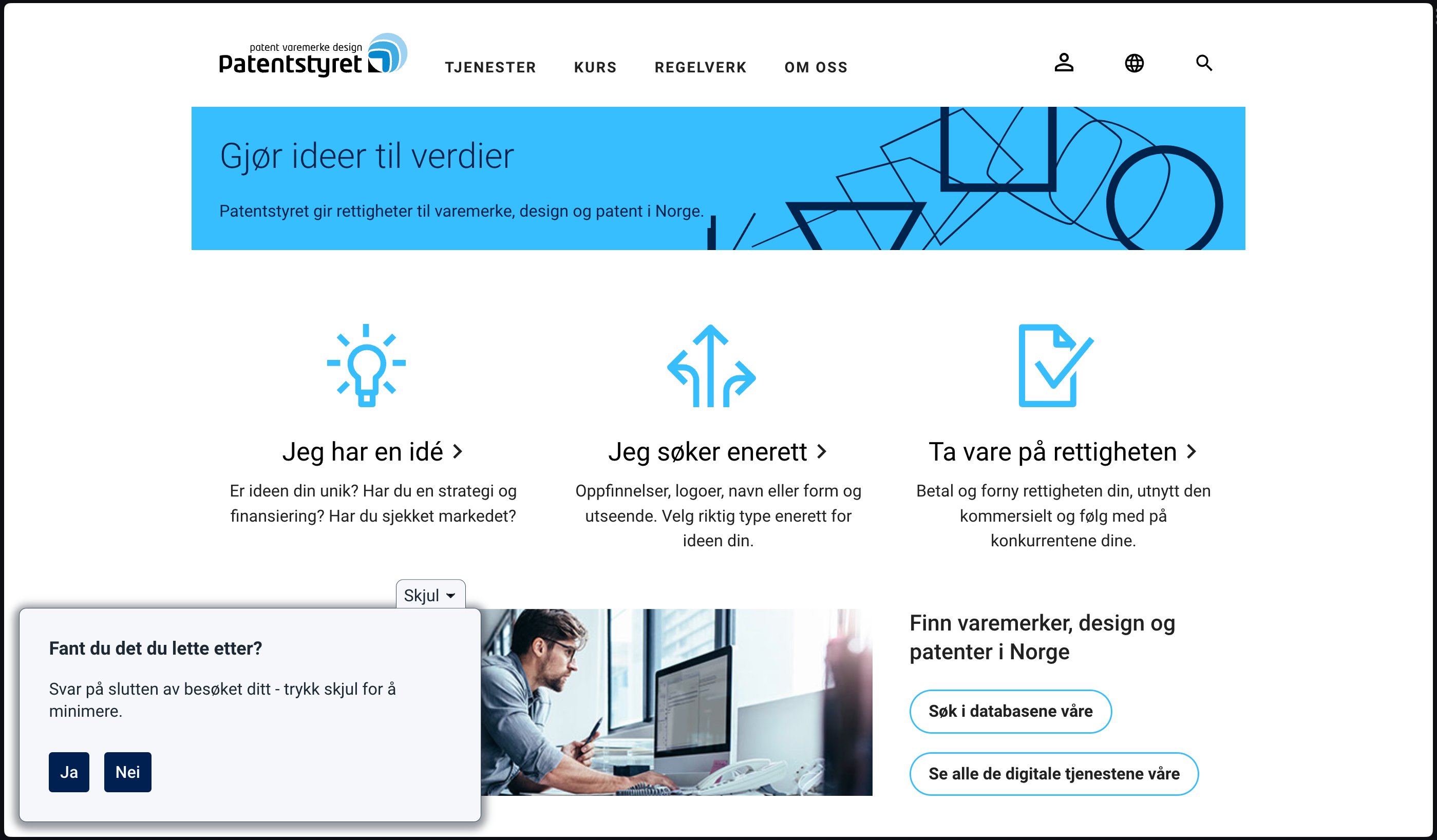 Illustrasjon: Eksempel på Discovery Survey: (3 spørsmål på rad)