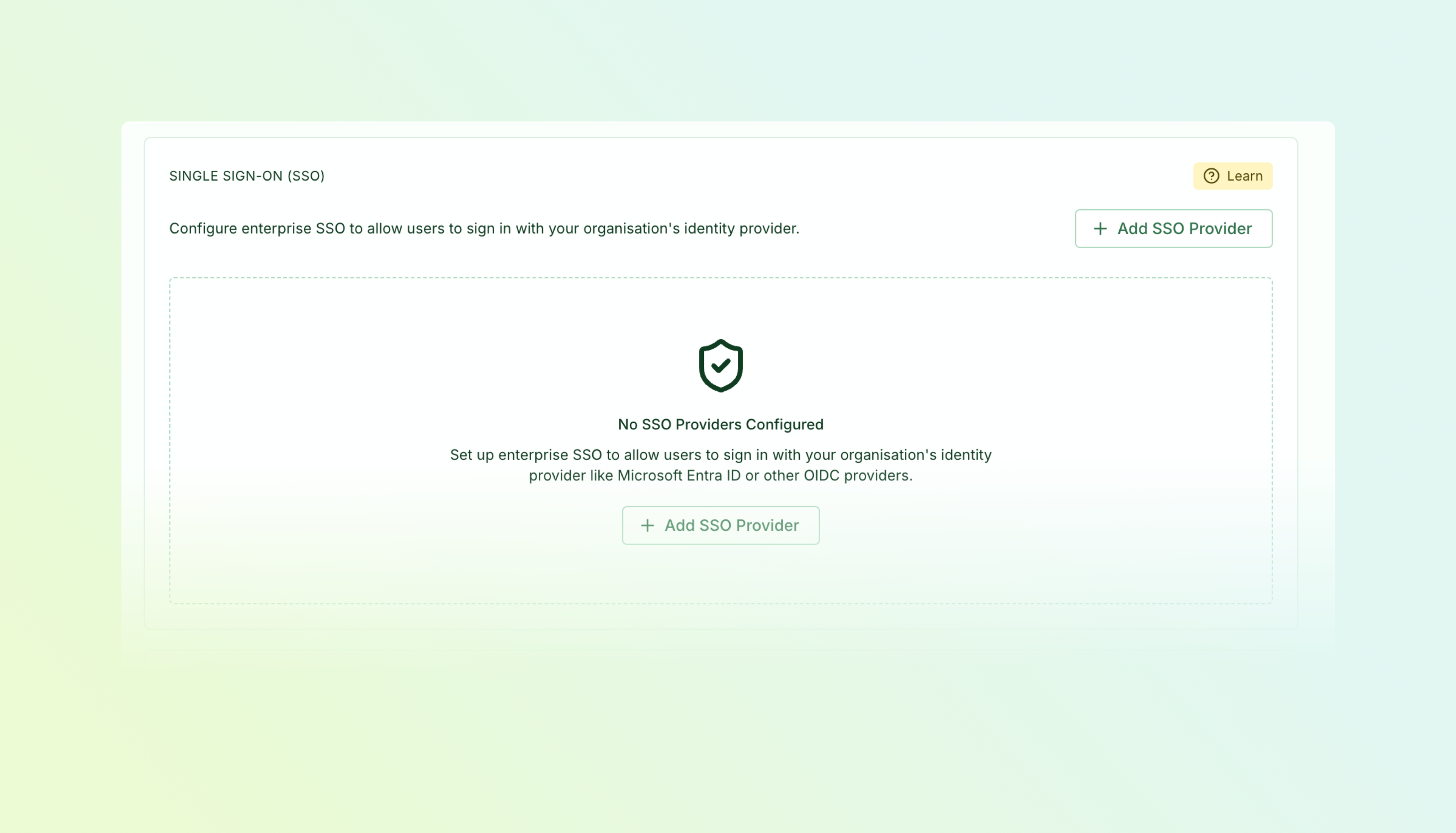 Microsoft Entra SSO setup wizard