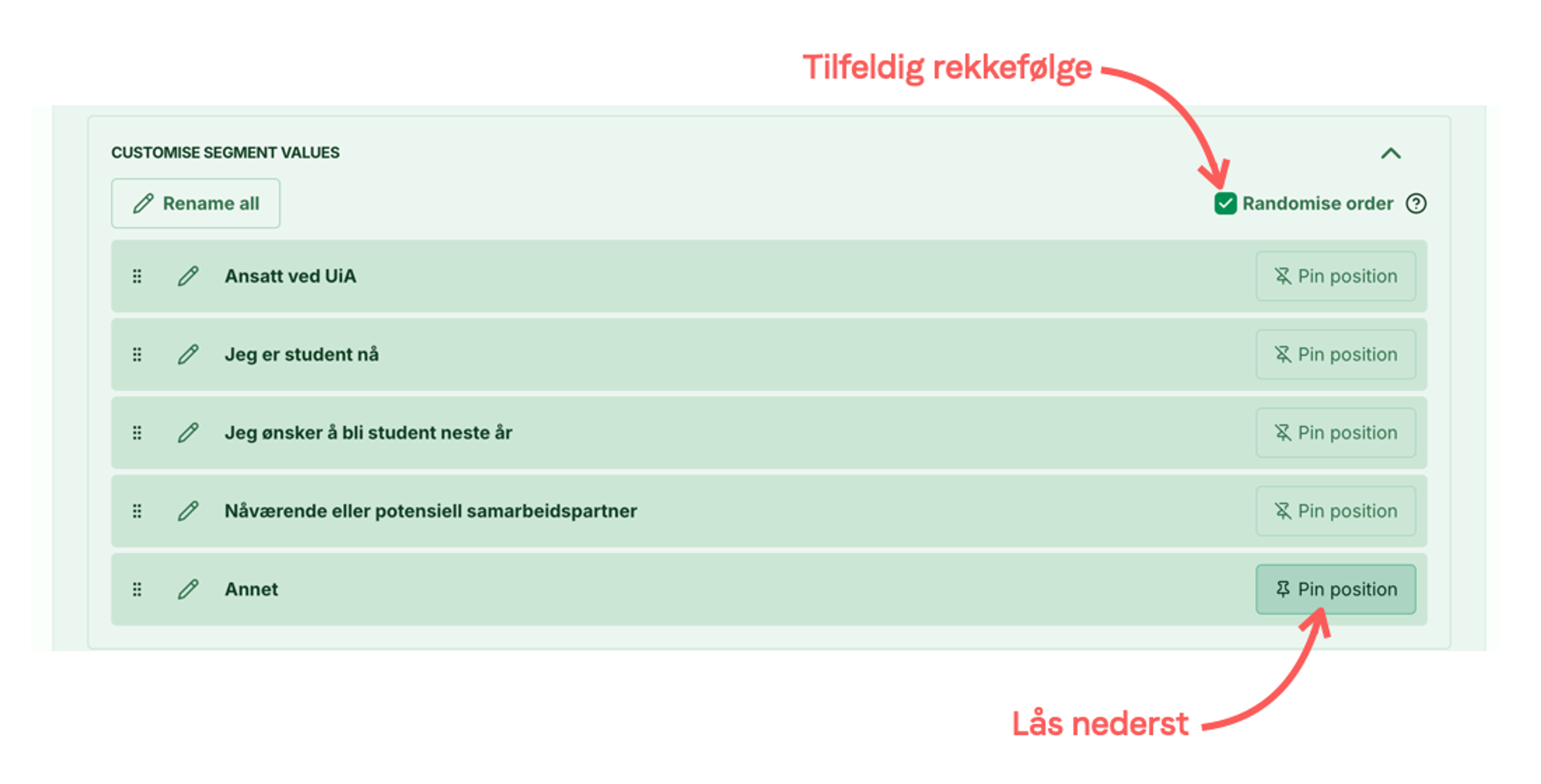 Illustrasjon: Segment spørsmål