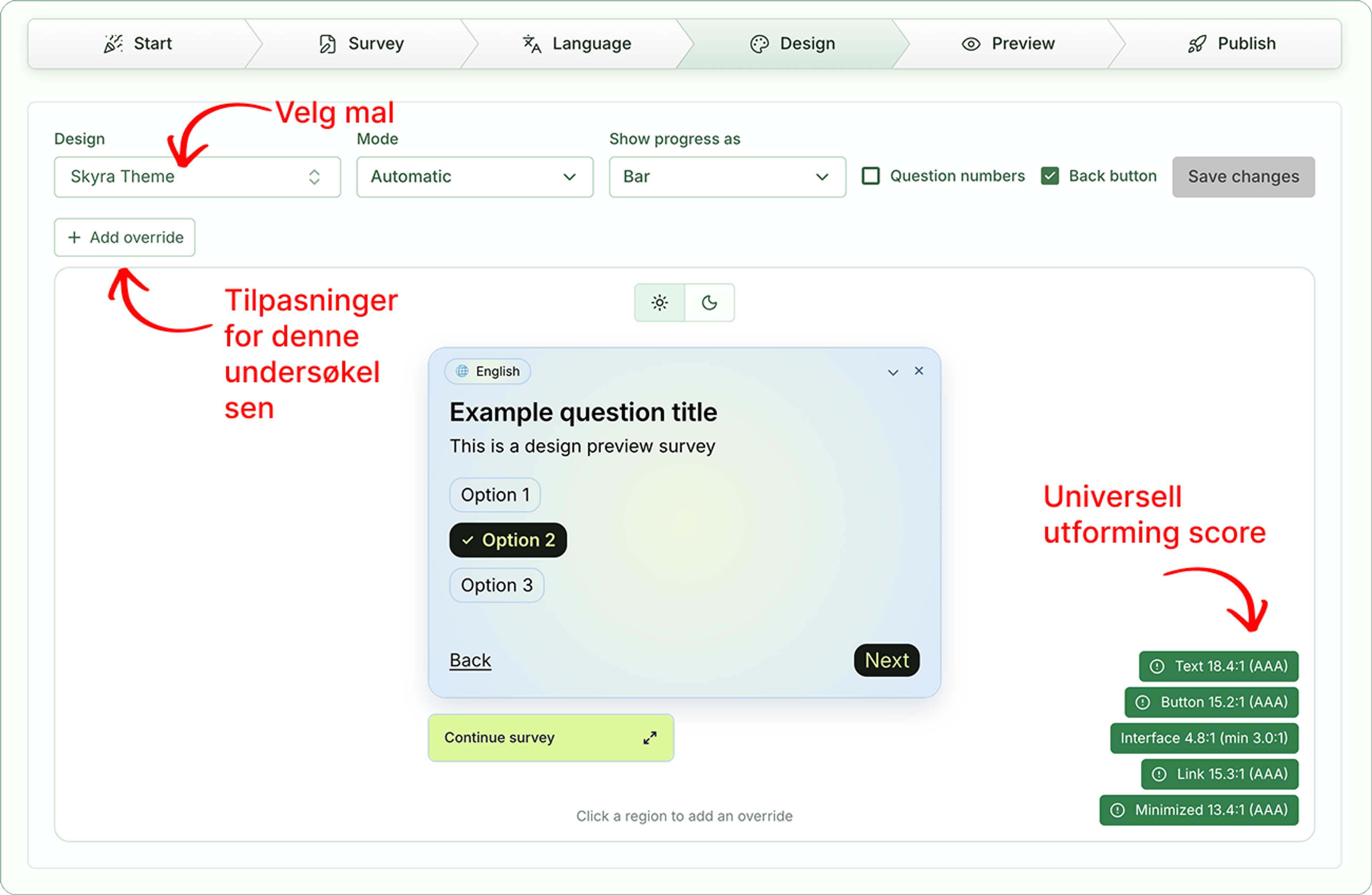 Illustrasjon: Design: Tilpass utseendet på undersøkelser