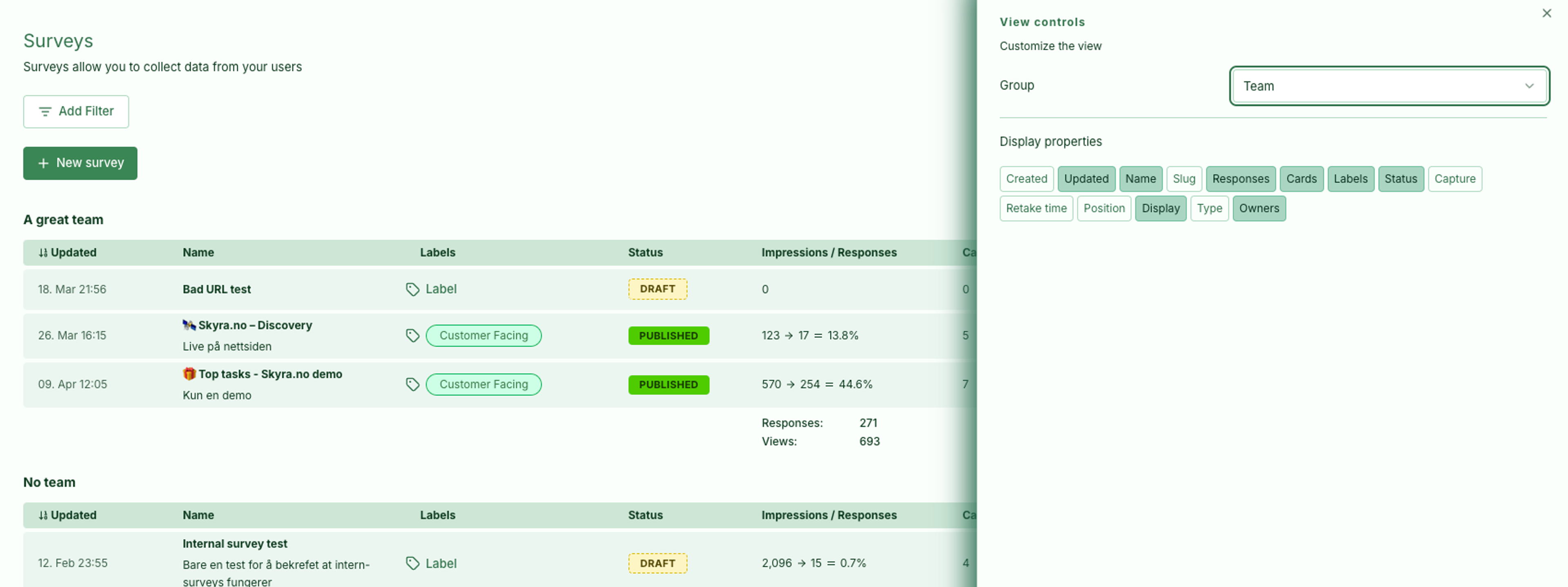 Screenshot: 2.0 Teams improvements