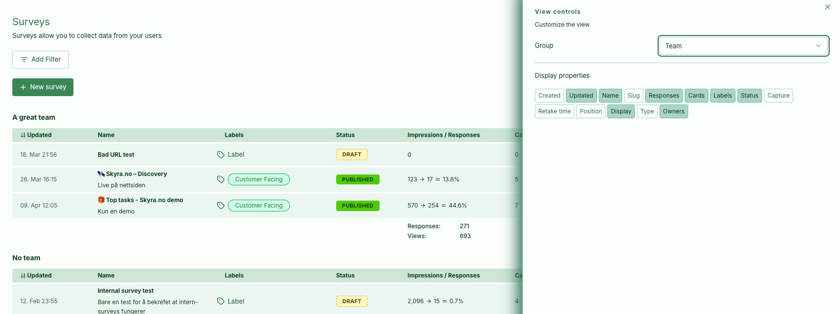 Screenshot: 2.0 Teams improvements
