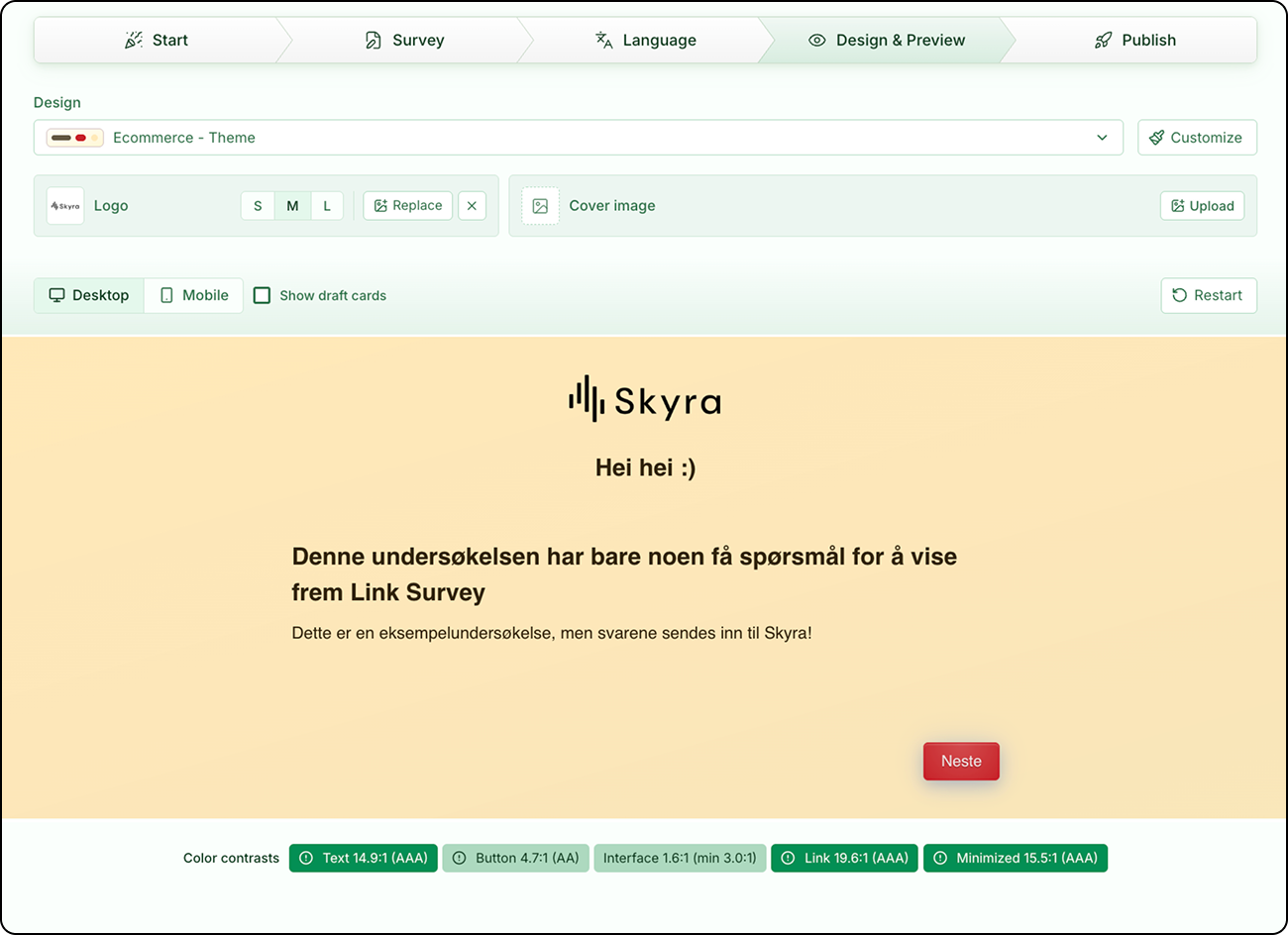 Illustrasjon: Opprett en Link Survey