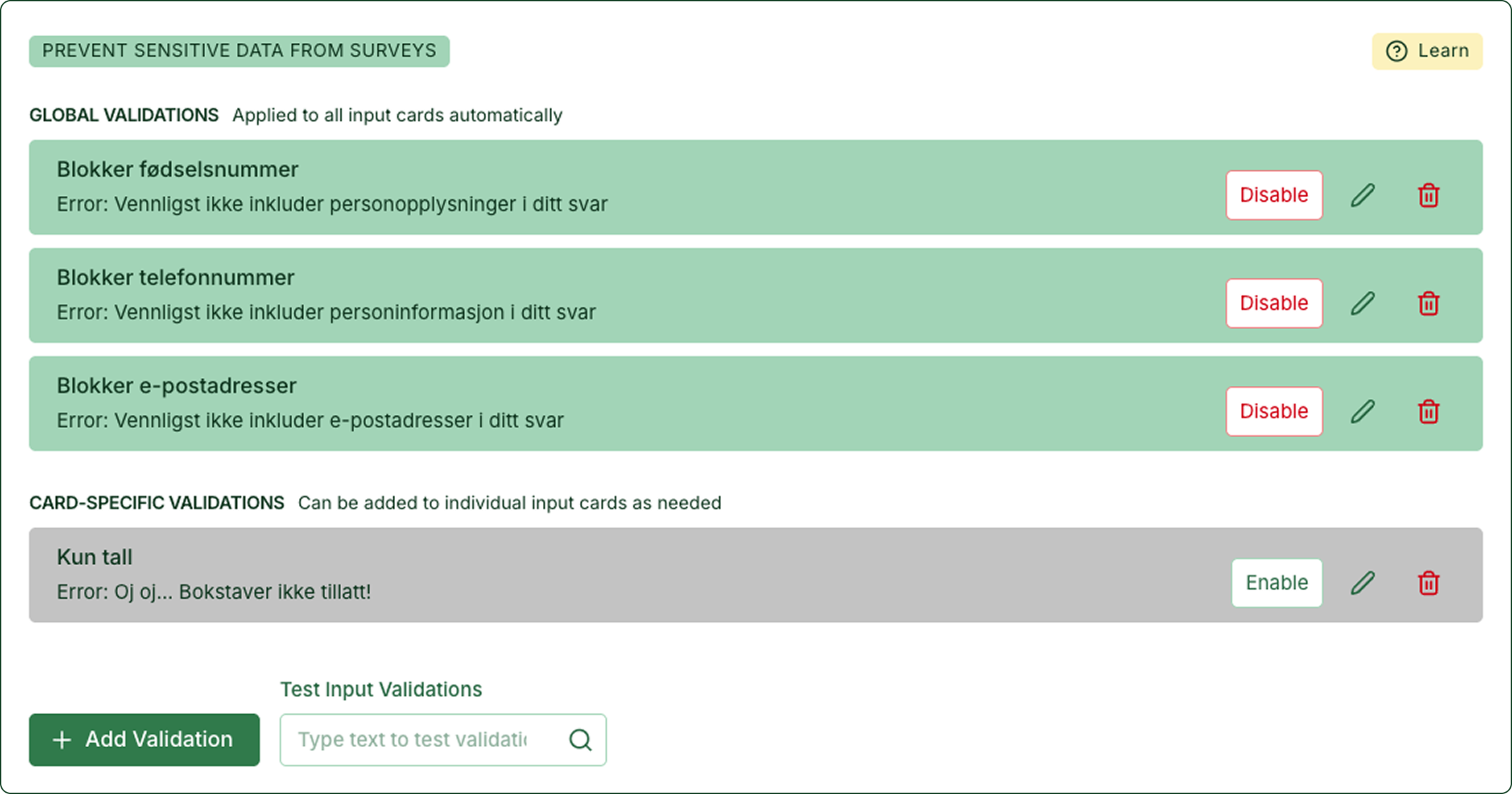 Illustrasjon: Personverninnstillinger på organisasjonsnivå