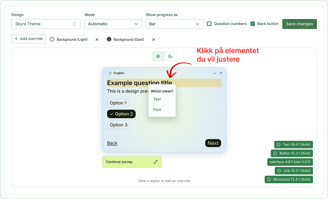 Illustrasjon: Design: Tilpass utseendet på undersøkelser