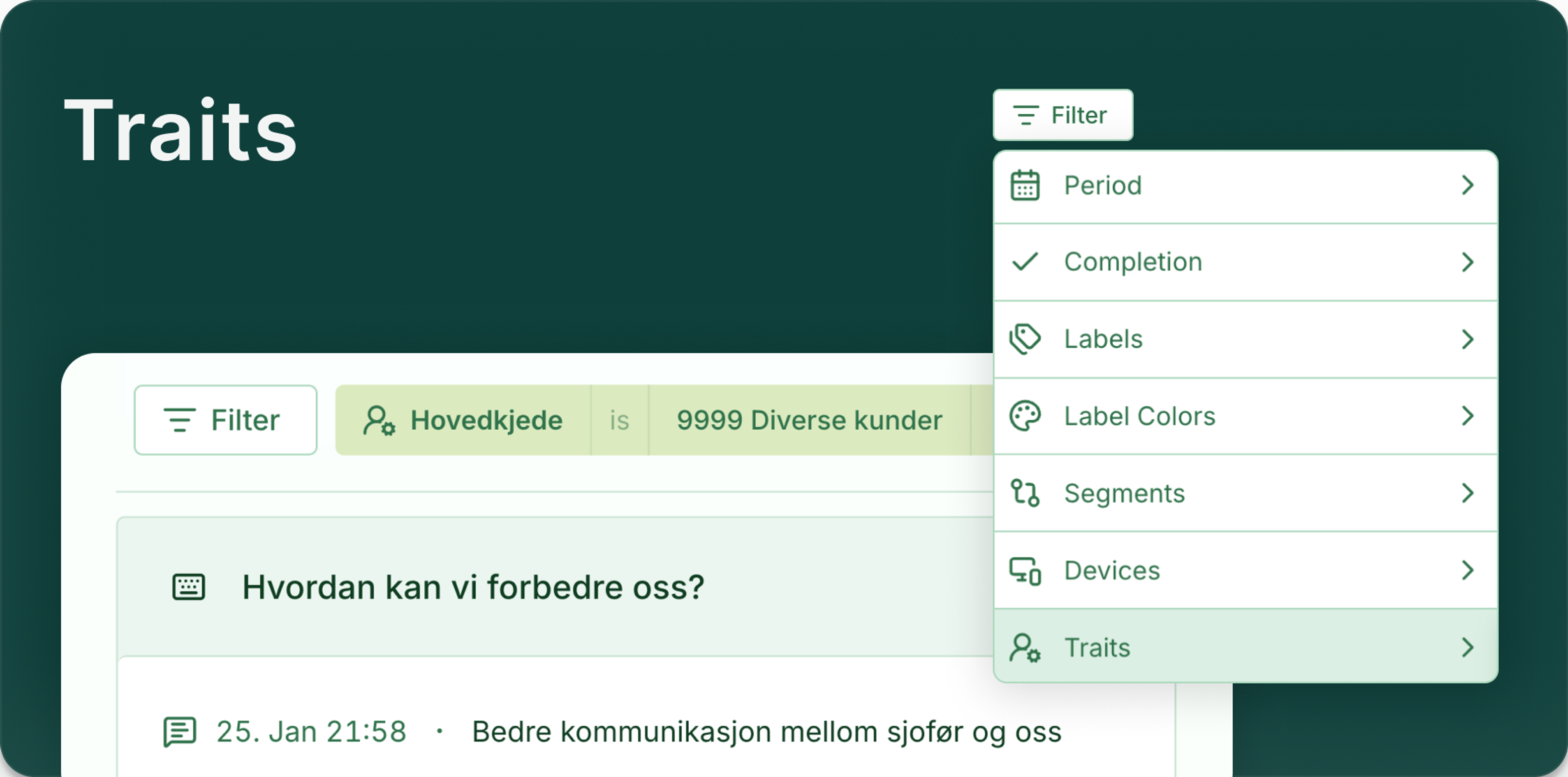 Traits knytter custom-id til svar som sendes inn