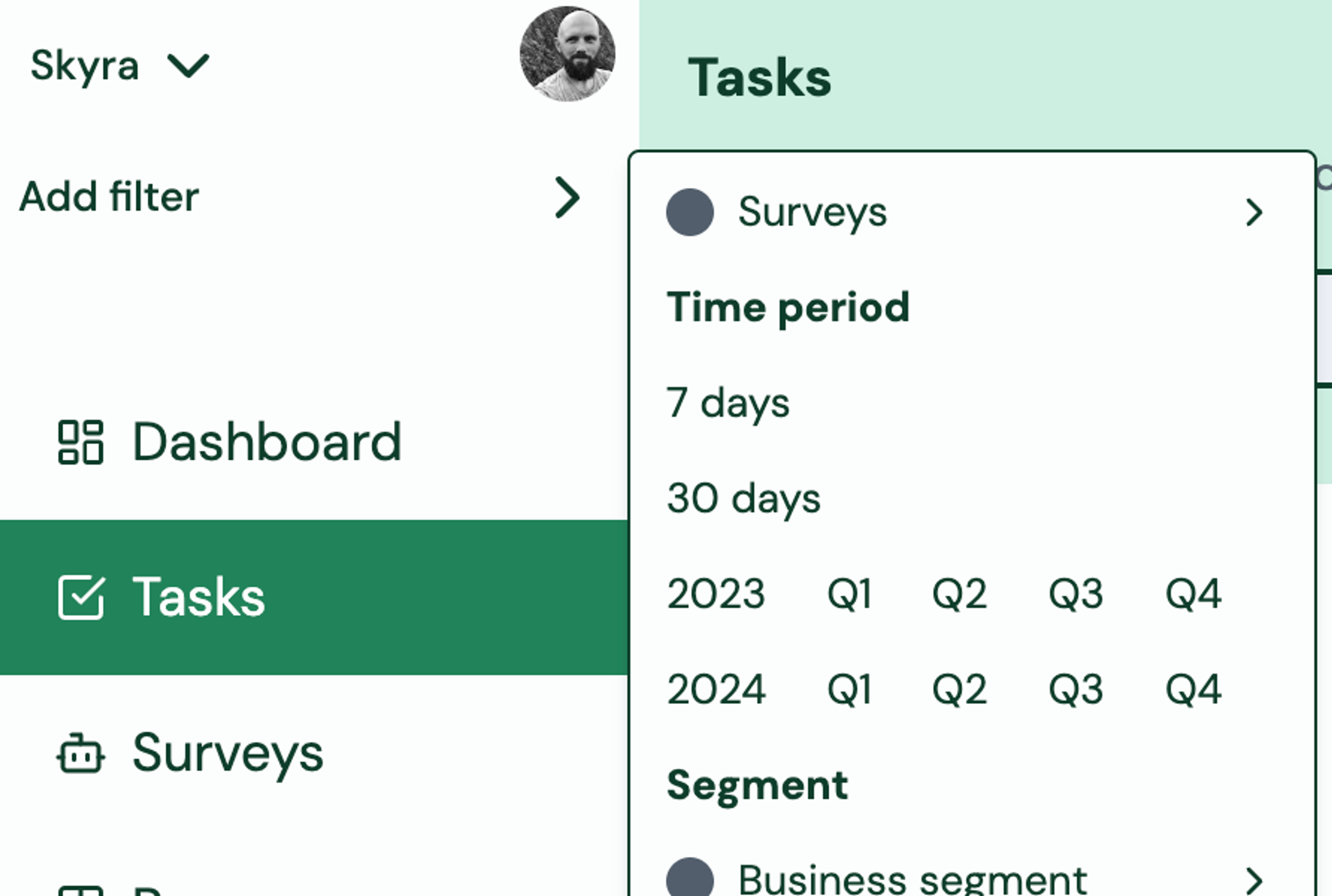 Screenshot: 2.0 Date filtering