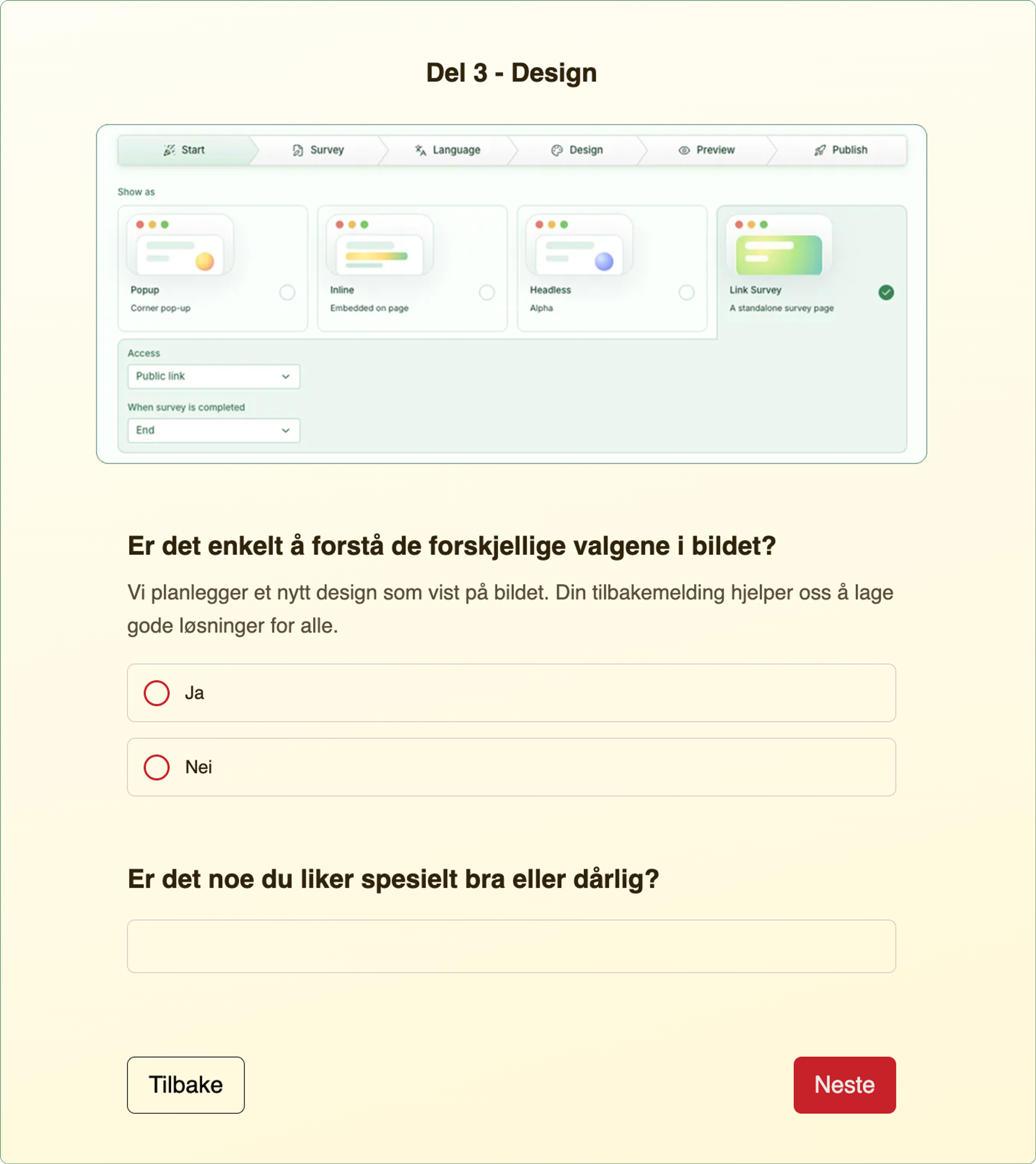Illustrasjon: Opprett en Link Survey