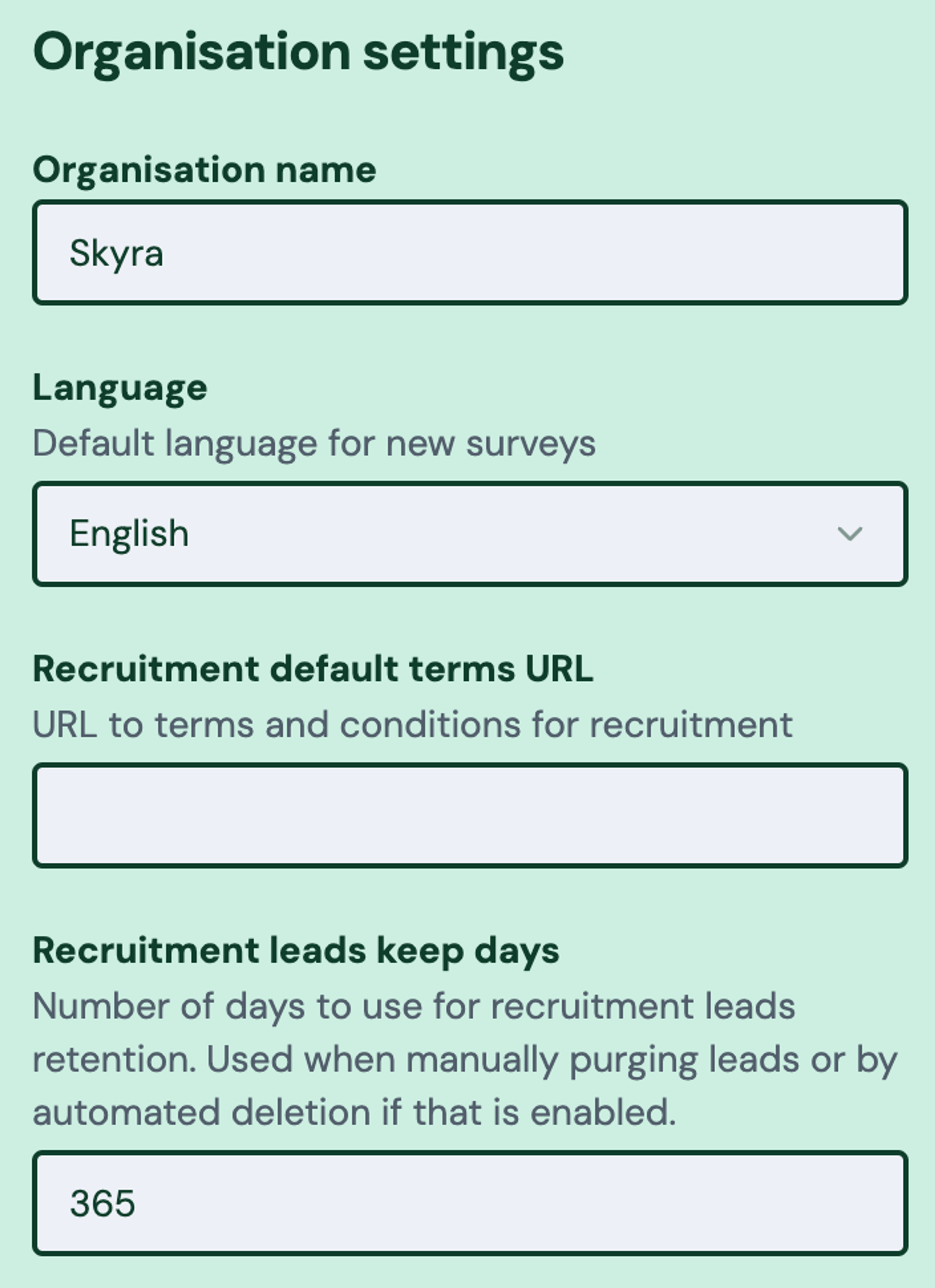 Screenshot: 1.2 Recruitment leads purging