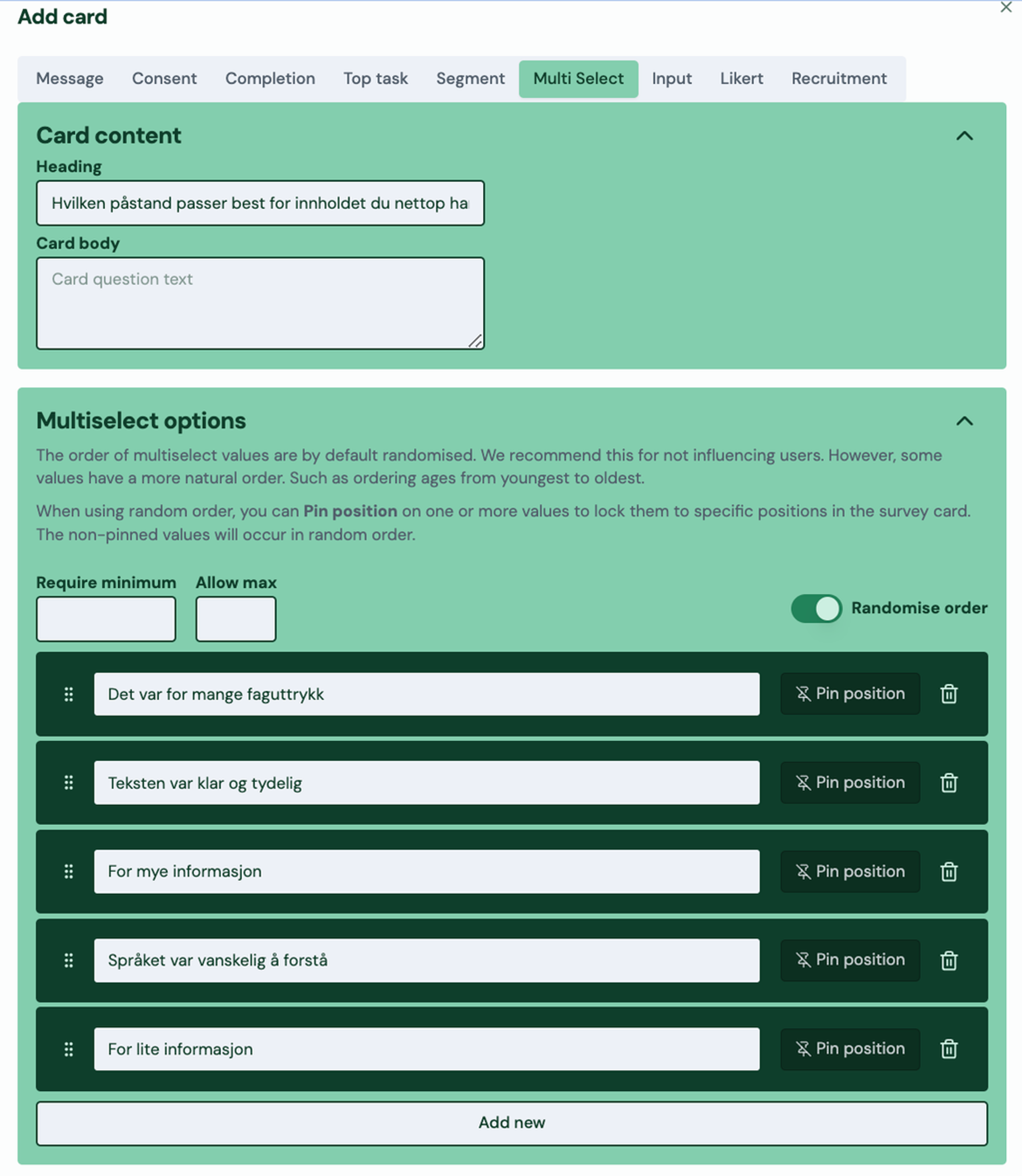 Screenshot: 2.1 Multi select card (Highlight)