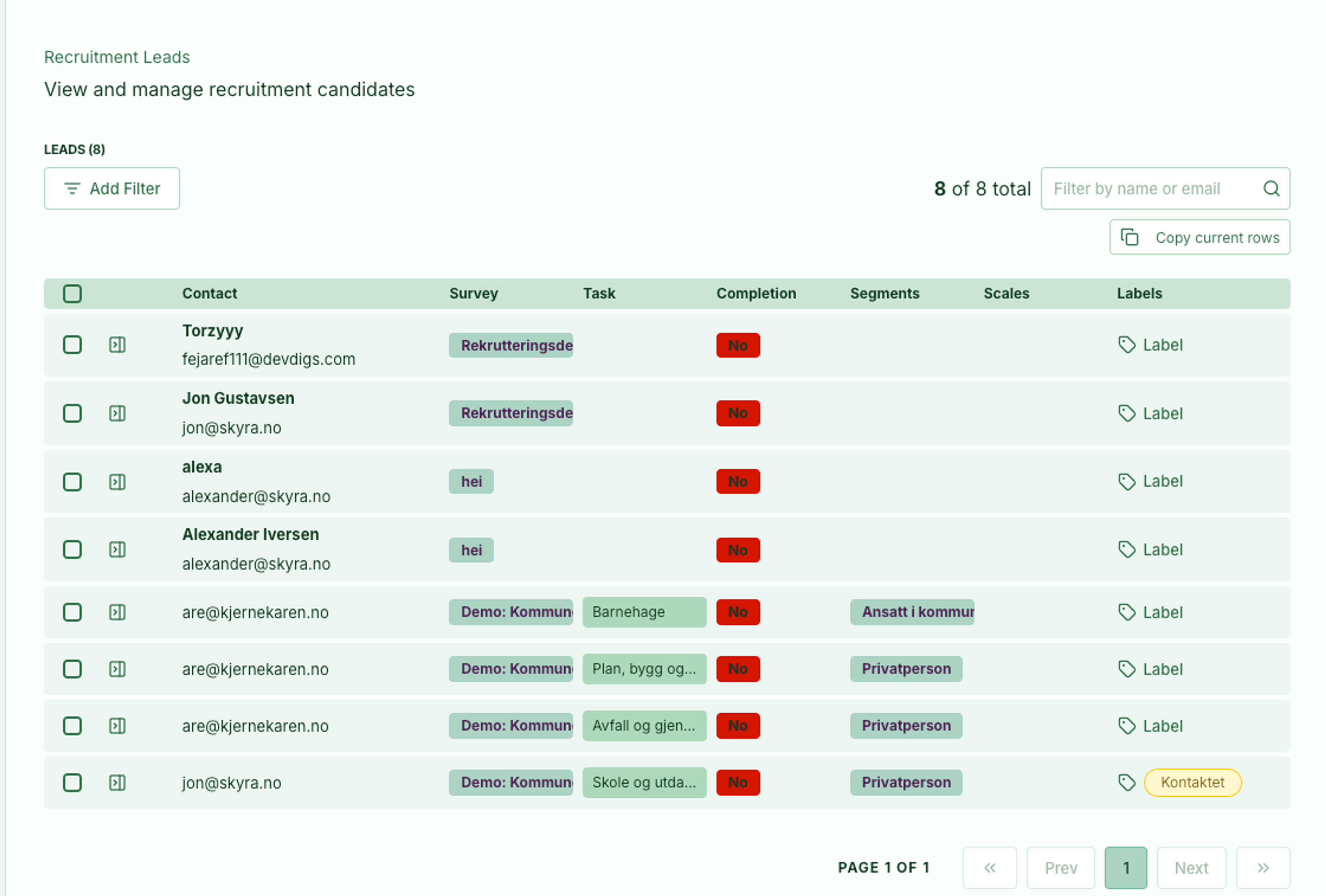 Screenshot: 6.2 Recruitment Dashboard updates