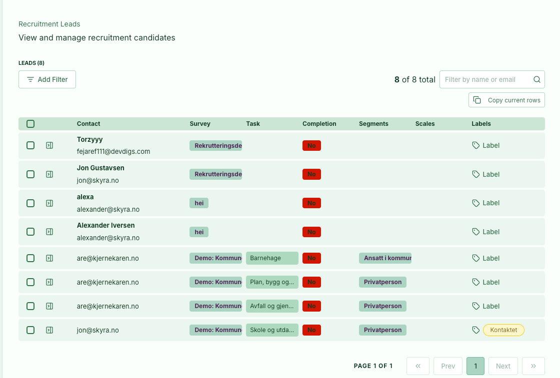 Screenshot: 6.2 Recruitment Dashboard updates
