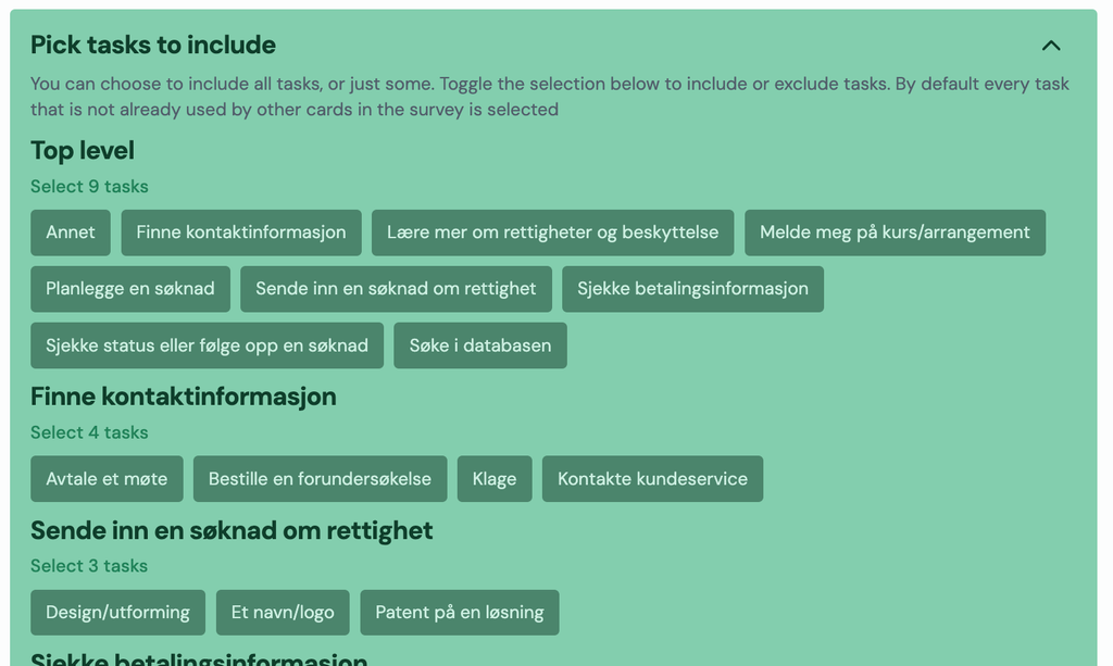 Screenshot: 2.3 Improved task picker when adding task cards