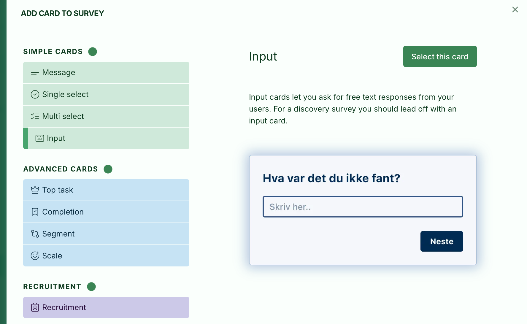 Illustrasjon: Discovery Survey: Opprett ny undersøkelse