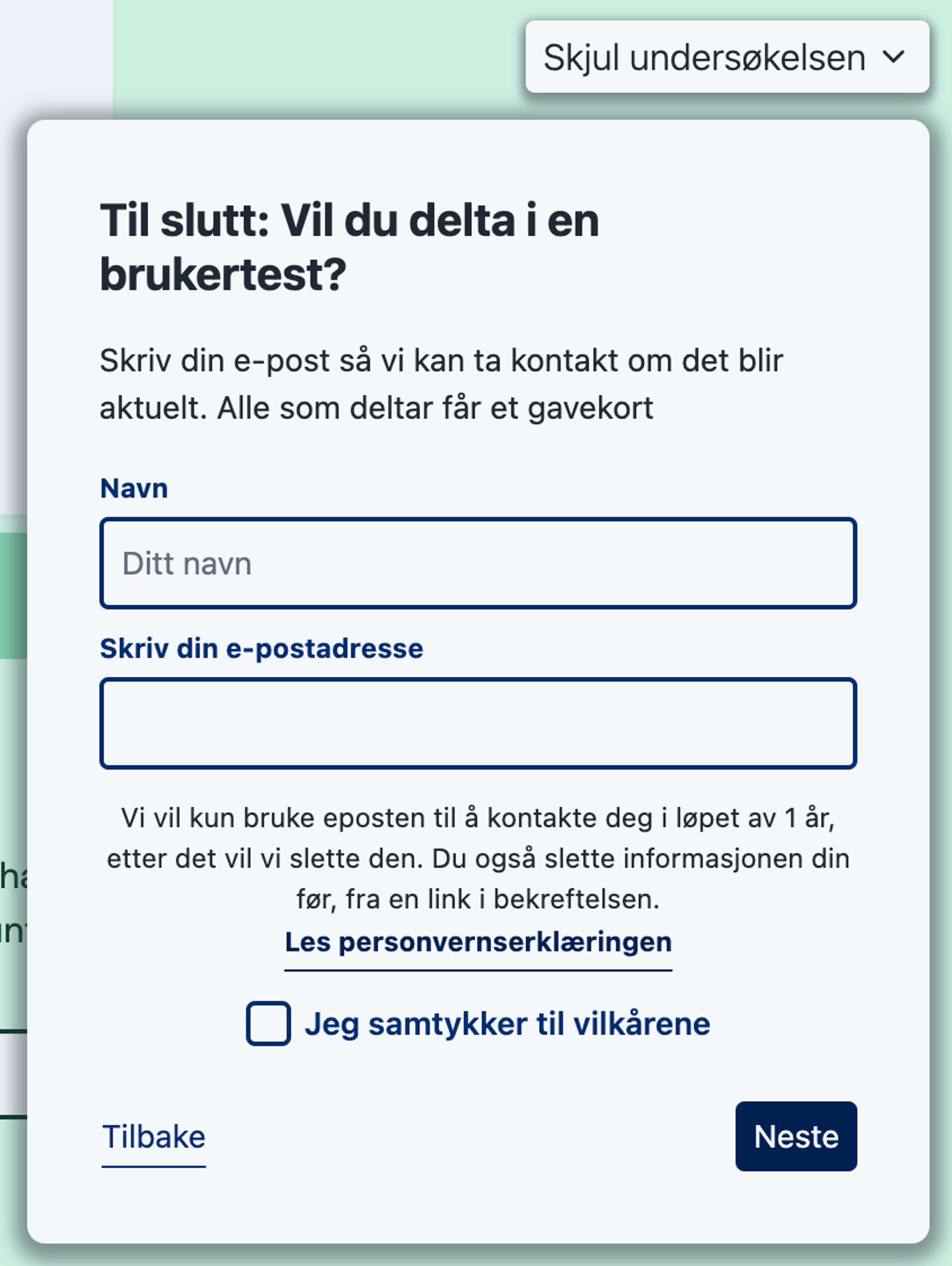 Screenshot: 1.1 Recruitment card active consent (Highlight)