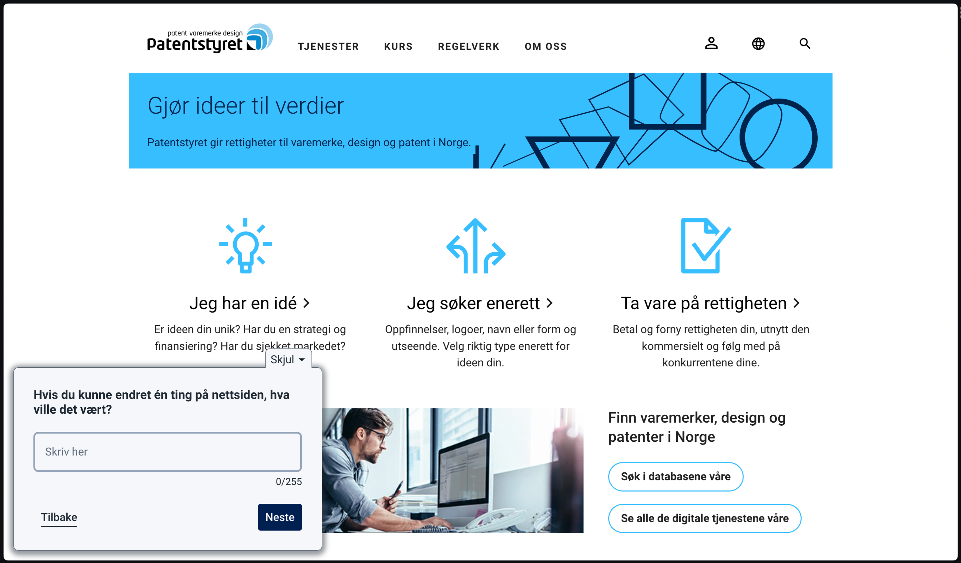 Illustrasjon: Eksempel på Discovery Survey: (3 spørsmål på rad)