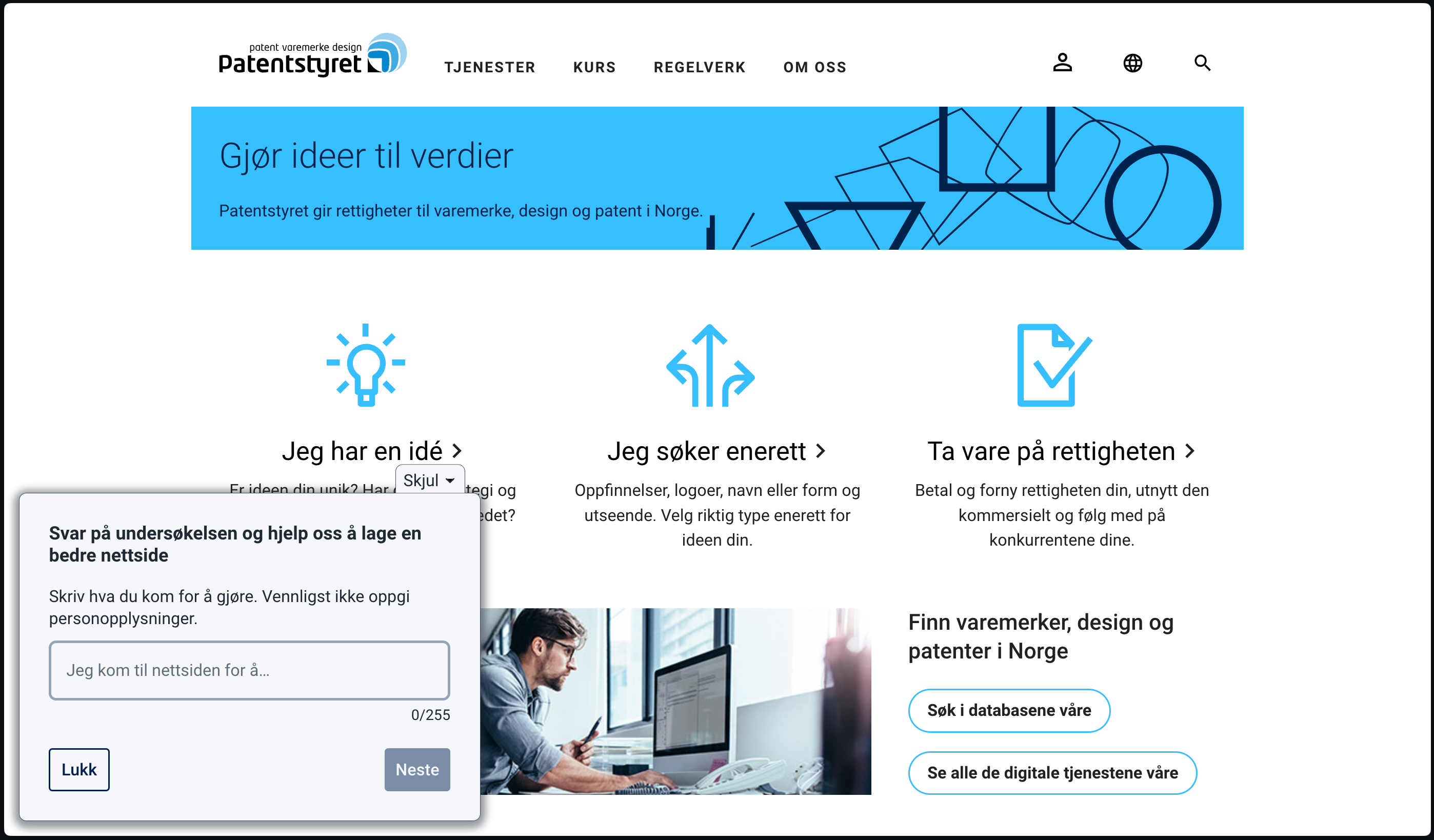 Illustrasjon: Eksempel på Discovery Survey: (3 spørsmål på rad)