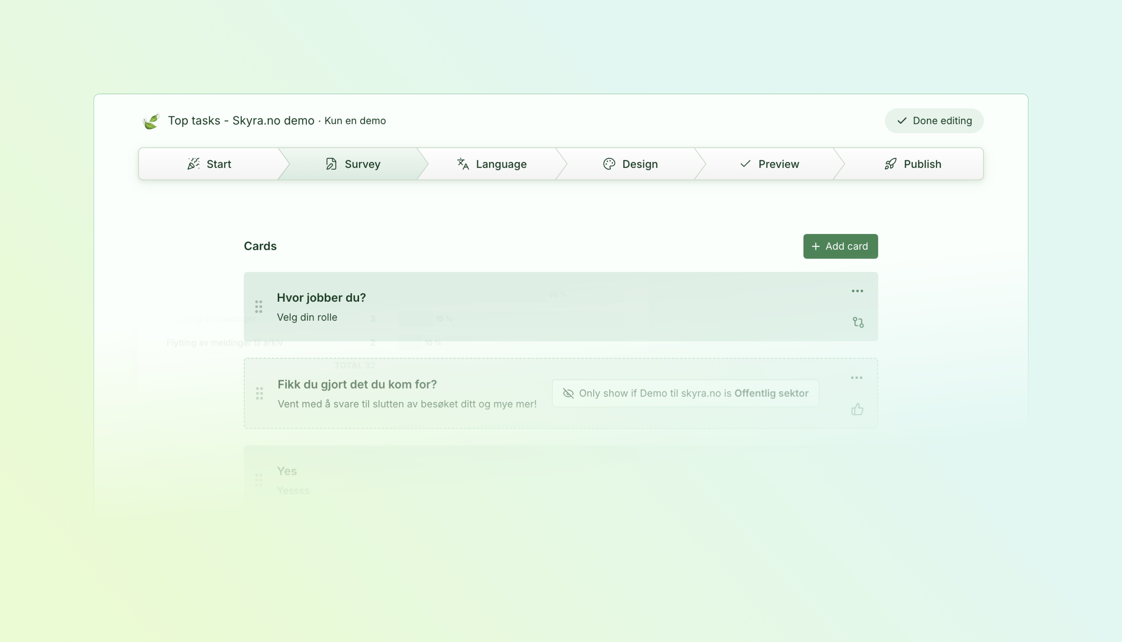 Studio edit — the refreshed survey editor