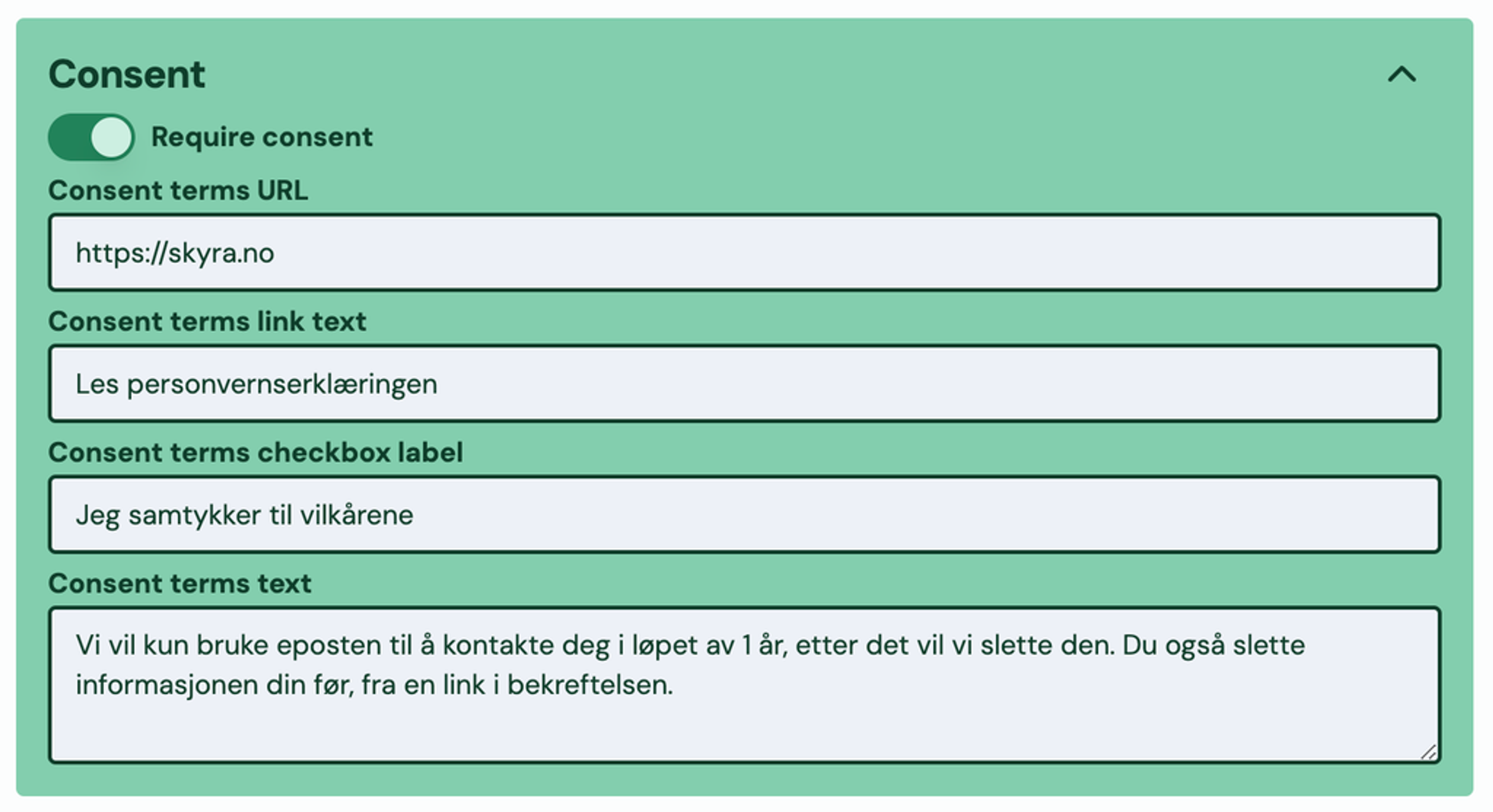 Screenshot: 1.1 Recruitment card active consent (Highlight)
