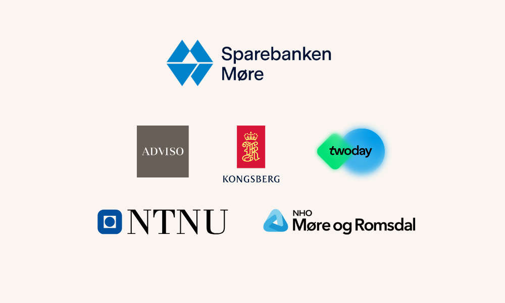 Totalt seks logoer en tre og to nederst