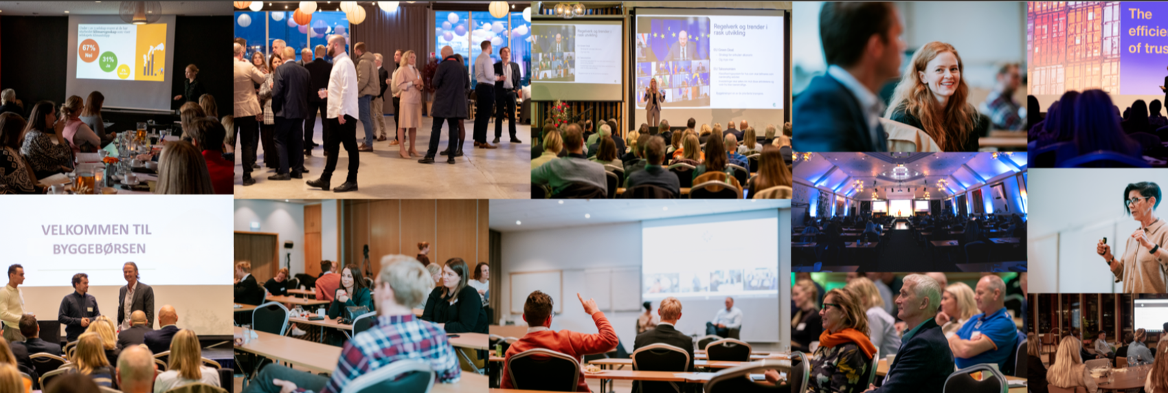 Collage av forskjellige konferansesituasjoner