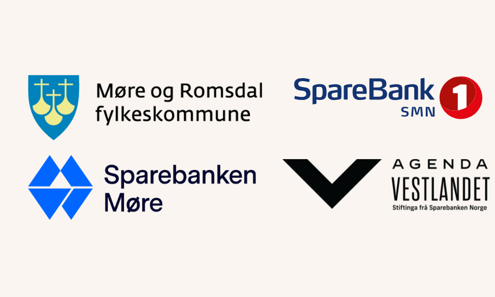 En plakat med fire logoer