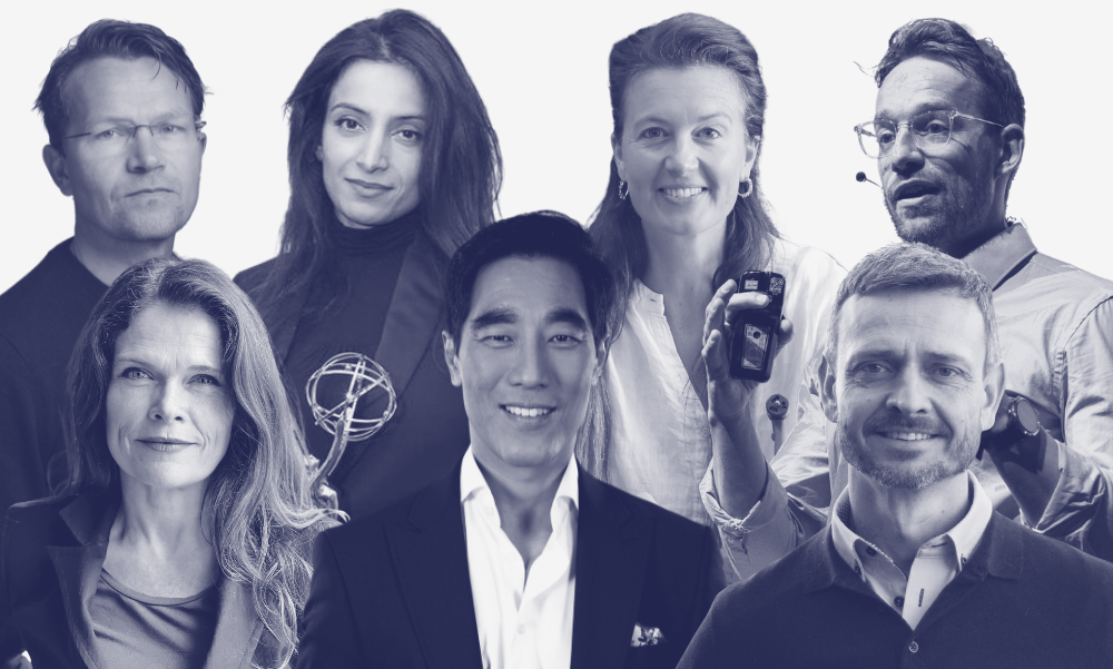 To menn og to kvinner i torso uten bakgrunn