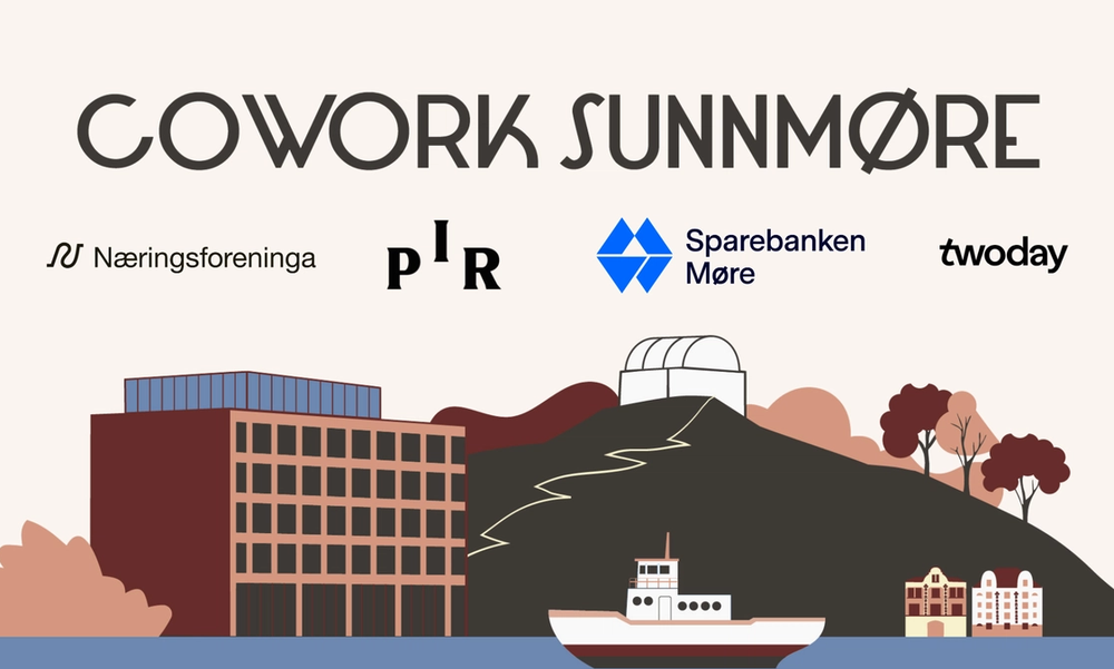 Bannerbilde med logoer og illustrasjon av Pir-bygget og Fjellstua.