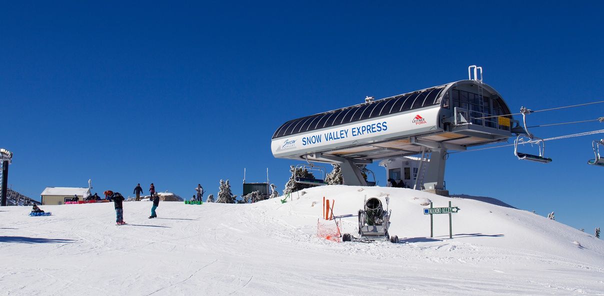 View of a ski lift at the top of the mountian